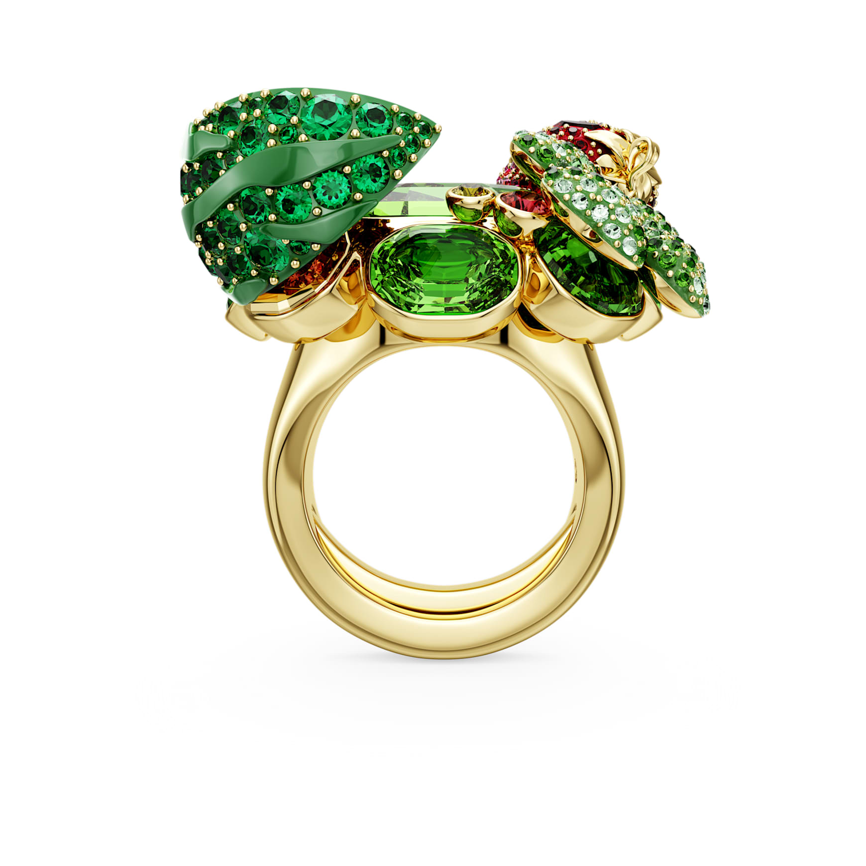 Idyllia motif ring, Multicoloured, Gold-tone plated by SWAROVSKI