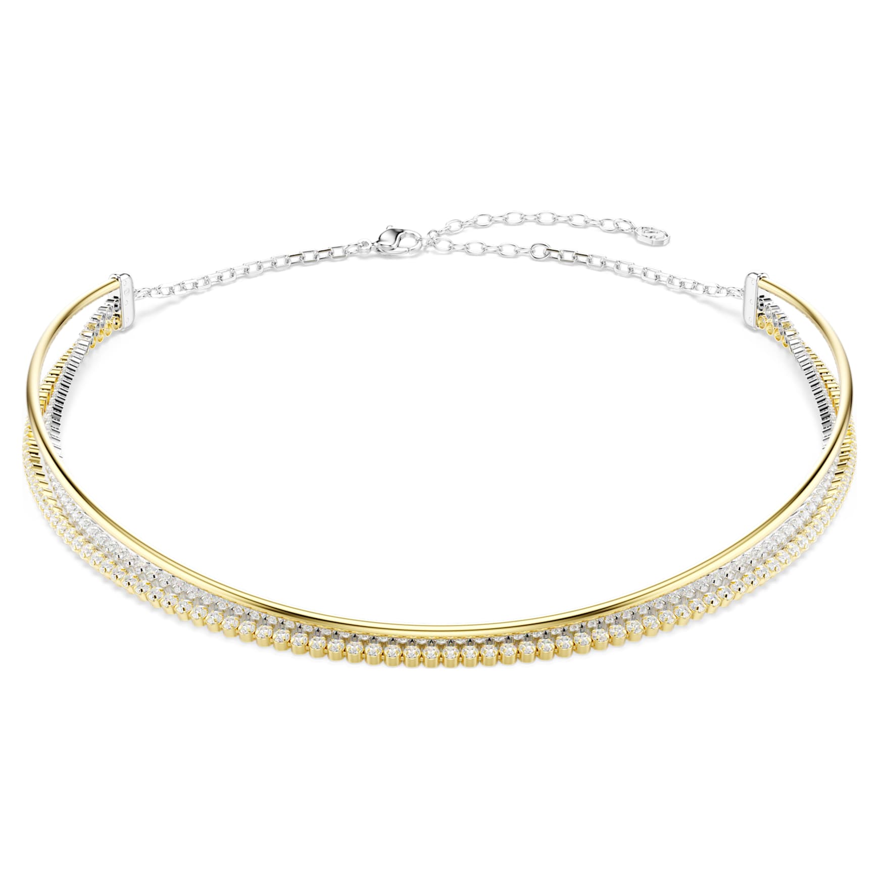 Hyperbola necklace, Round cut, White, Mixed metal finish