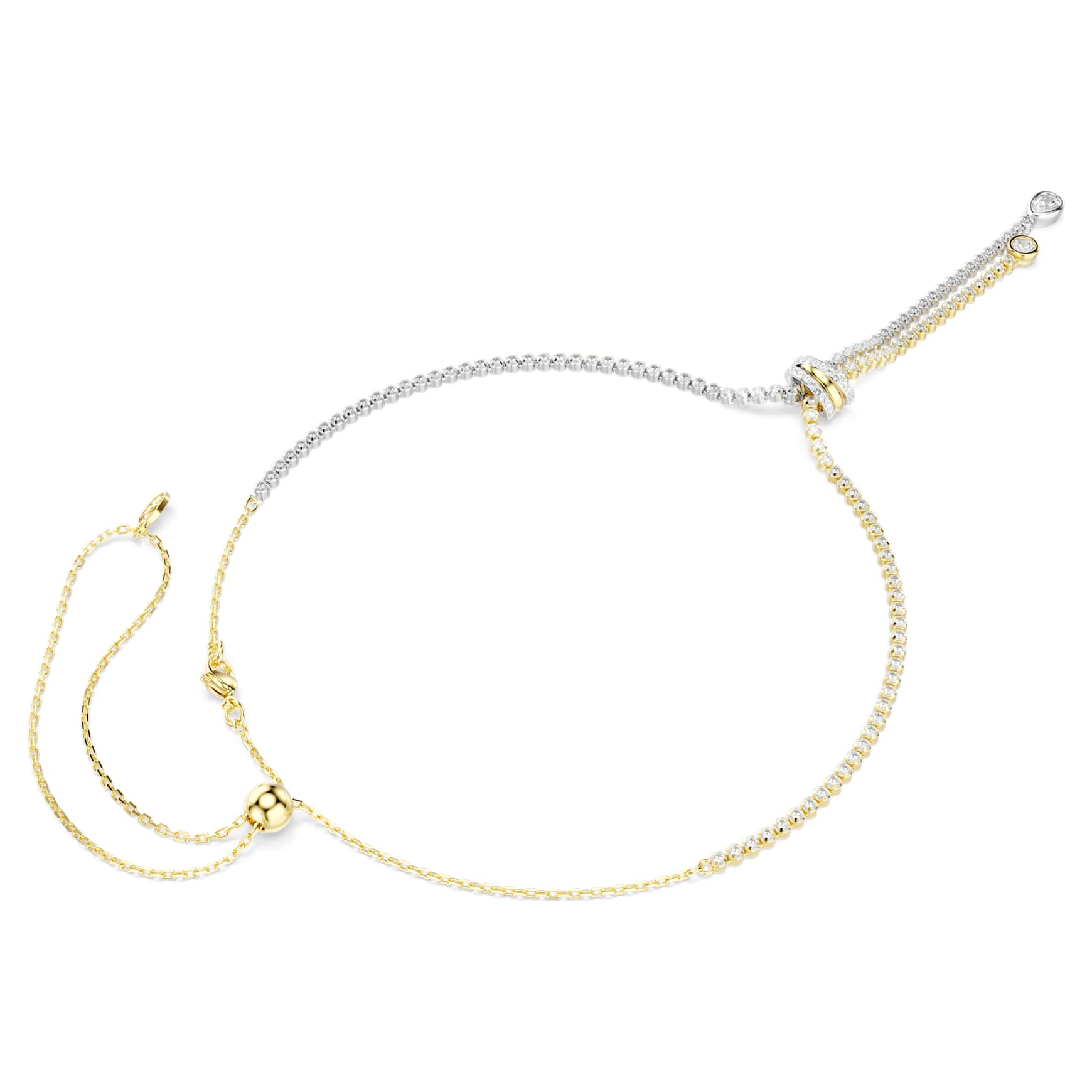 Hyperbola Y necklace, Round cut, Knot, White, Mixed metal finish