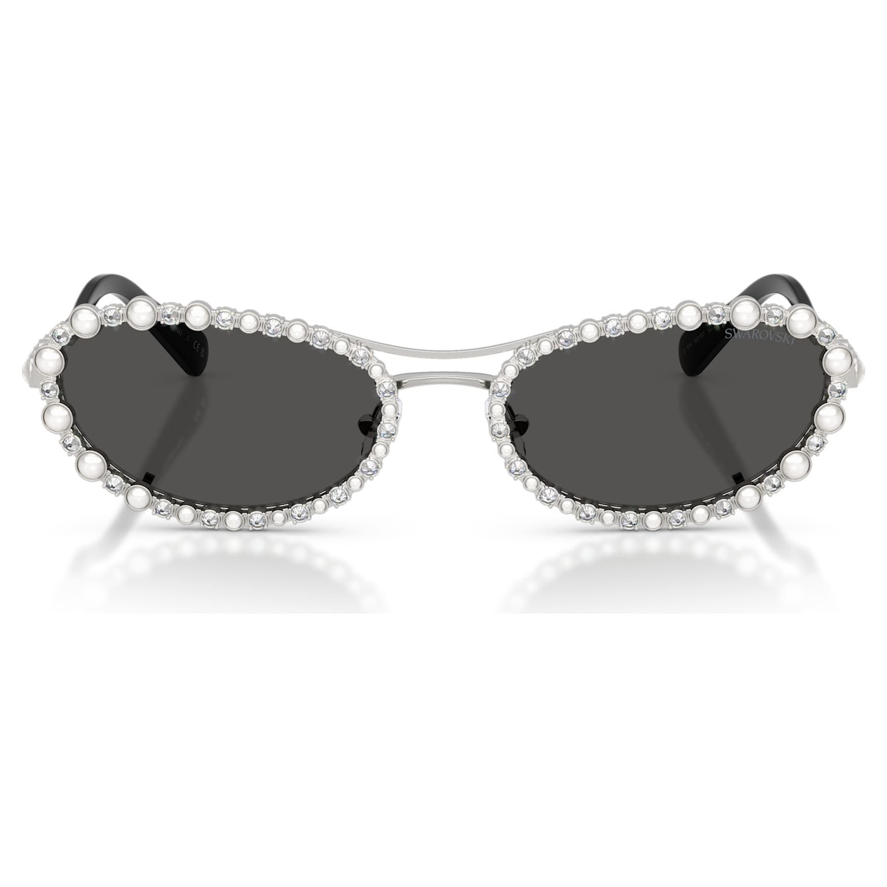 Sunglasses, Oval shape, 2 in 1 clip-on, SK7044, Silver Tone by SWAROVSKI