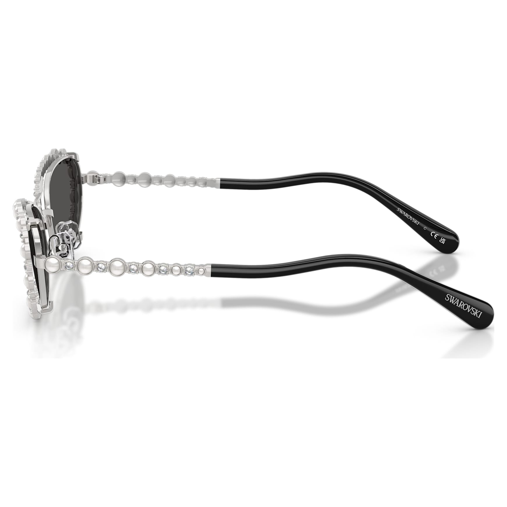 Sunglasses, Oval shape, 2 in 1 clip-on, SK7044, Silver Tone by SWAROVSKI