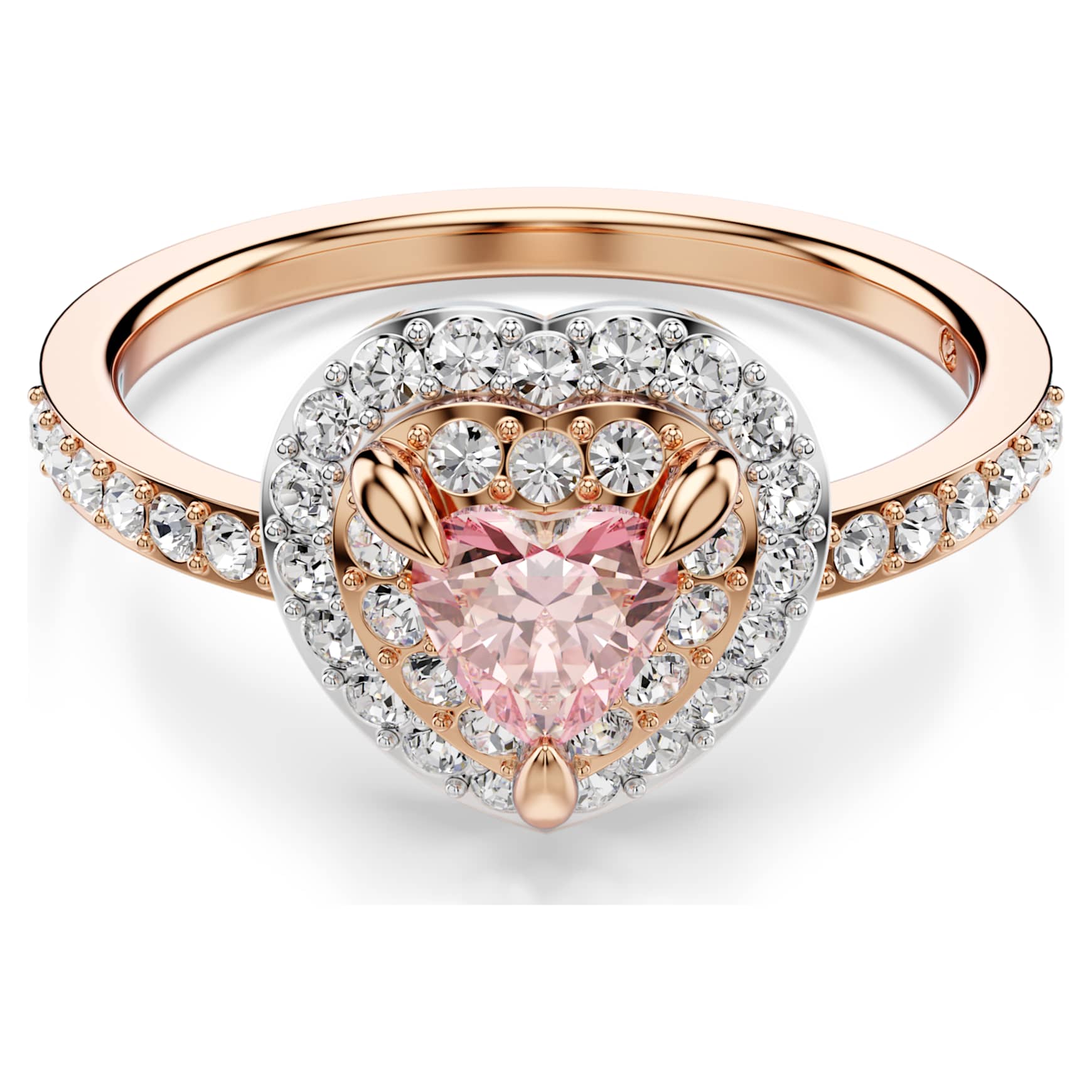 One motif ring, Heart cut, Pavé, Heart, Pink, Mixed metal finish by SWAROVSKI