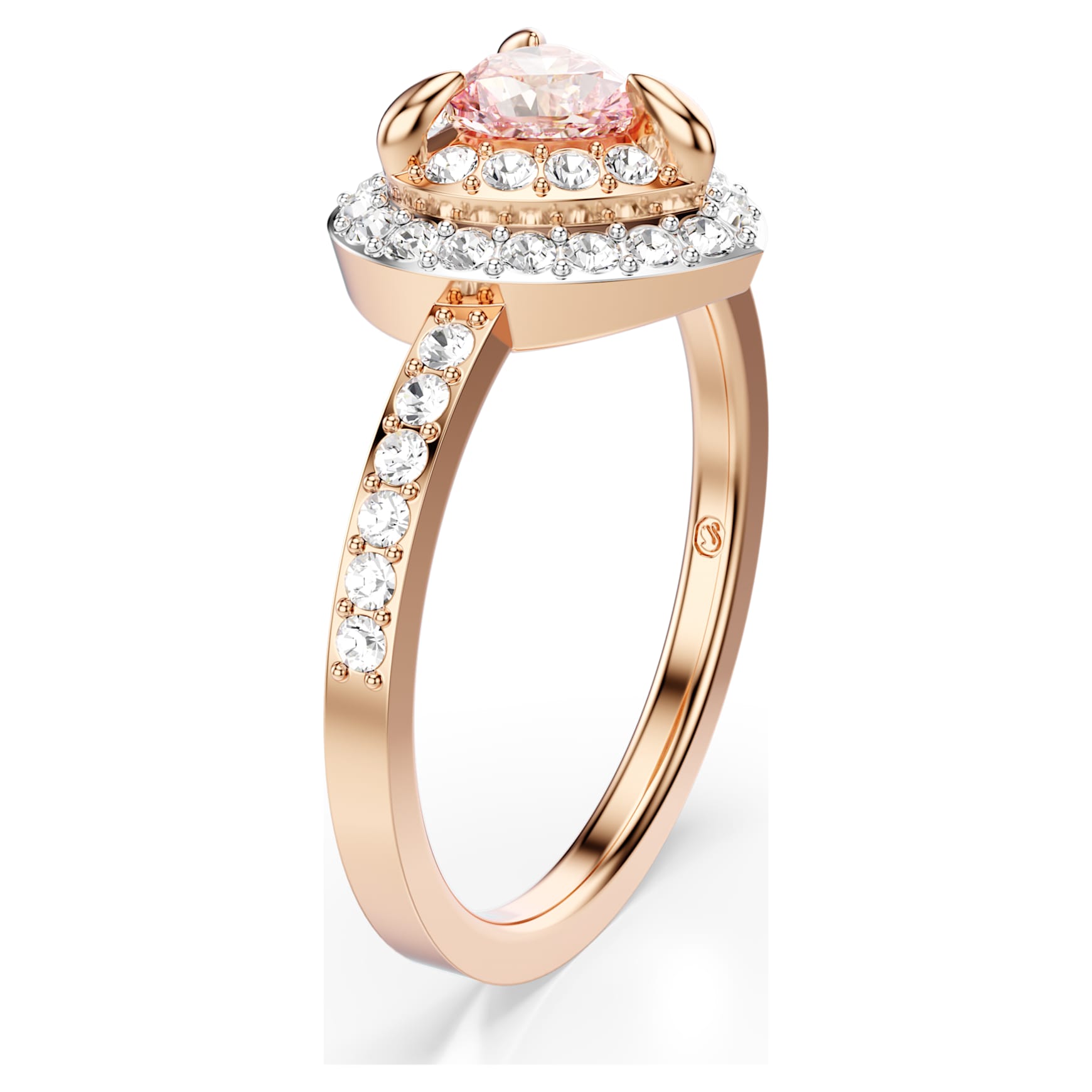 One motif ring, Heart cut, Pavé, Heart, Pink, Mixed metal finish by SWAROVSKI