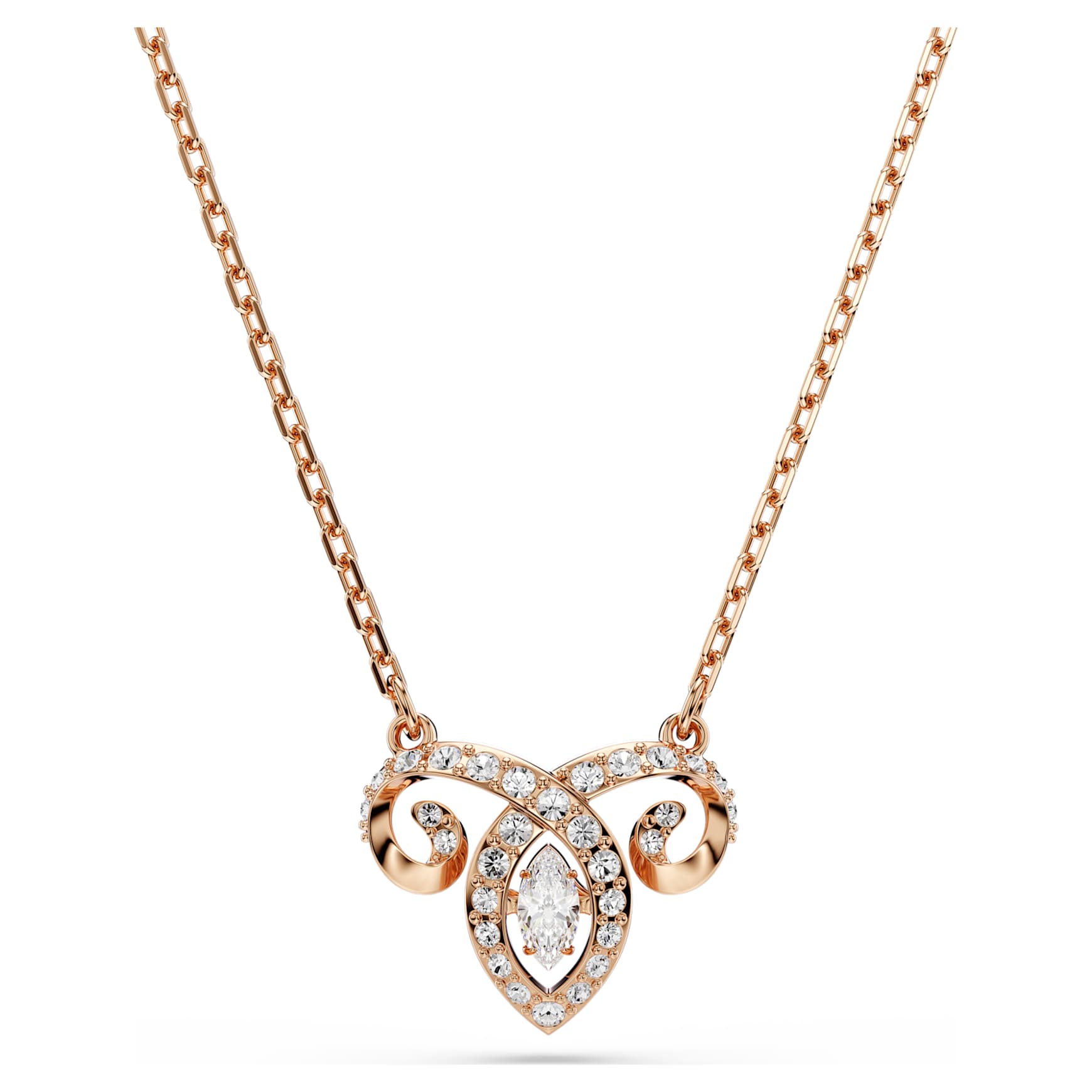 Chinese Zodiac pendant, Mixed cuts, White, 18K rose gold finish