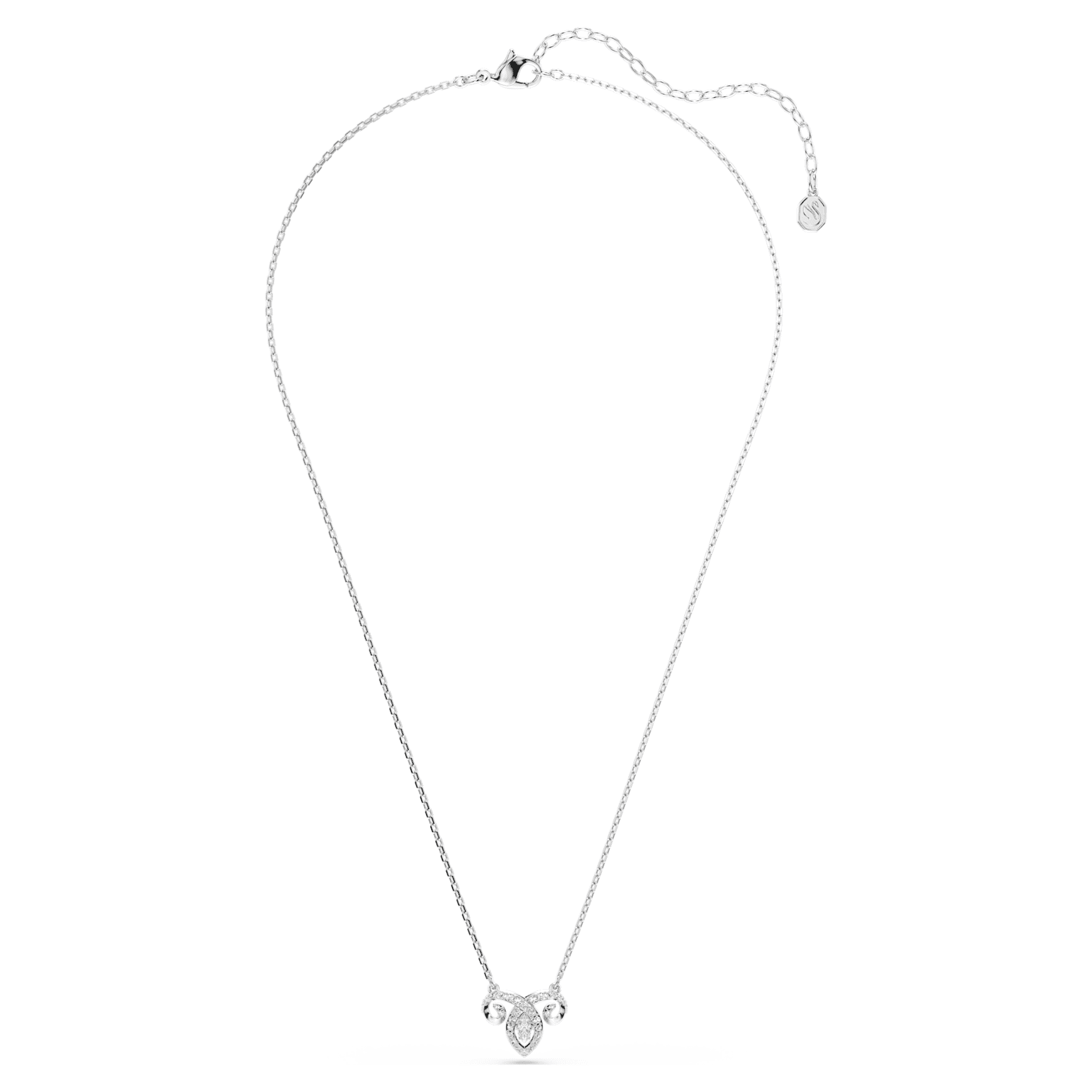 Chinese Zodiac pendant, Mixed cuts, White, Rhodium plated