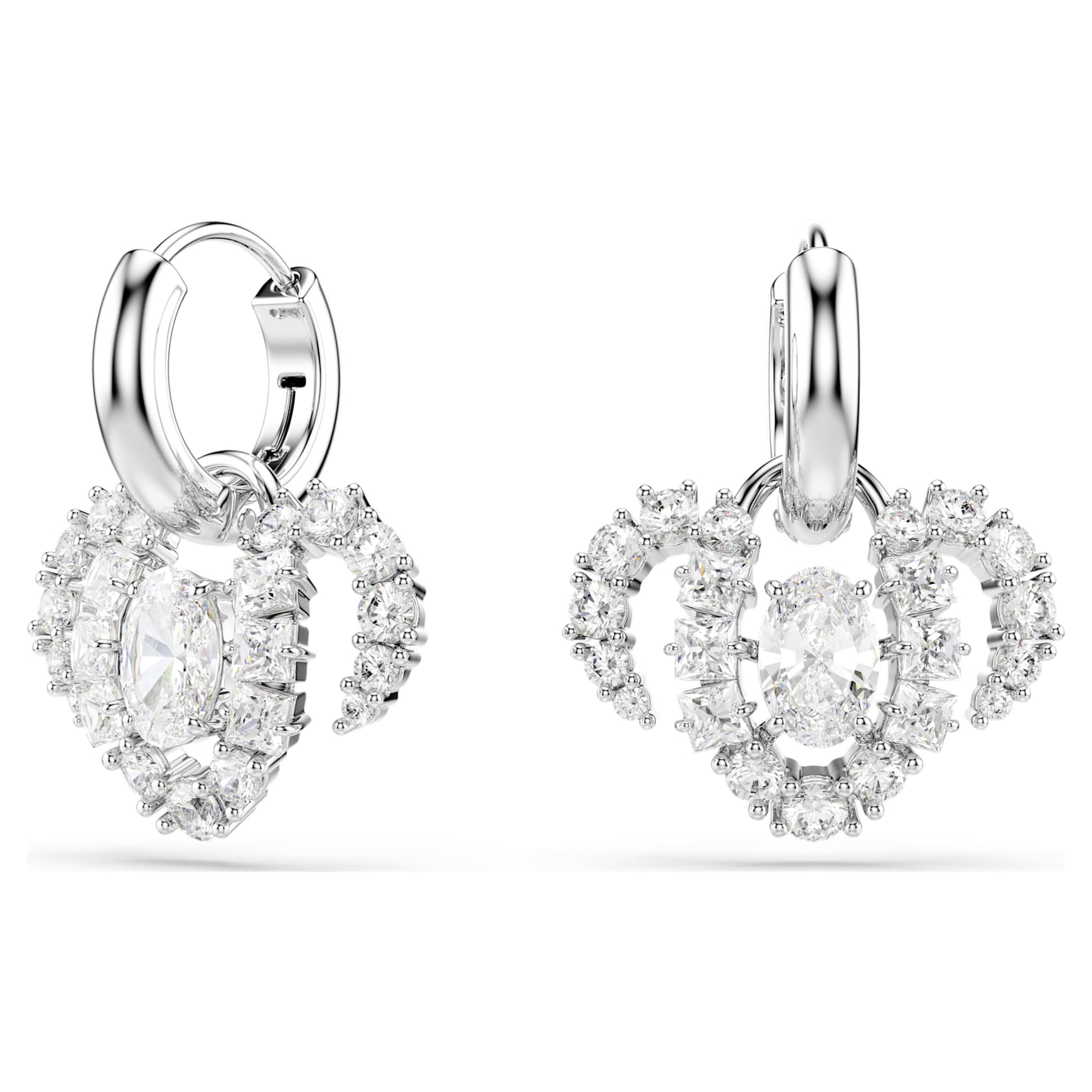 Chinese Zodiac drop earrings, Mixed cuts, White, Rhodium plated