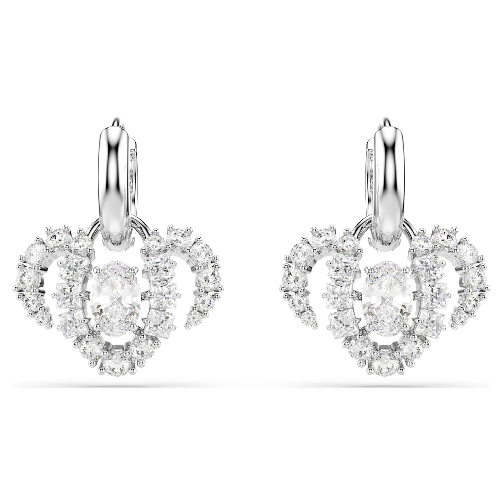 Chinese Zodiac drop earrings, Mixed cuts, White, Rhodium plated