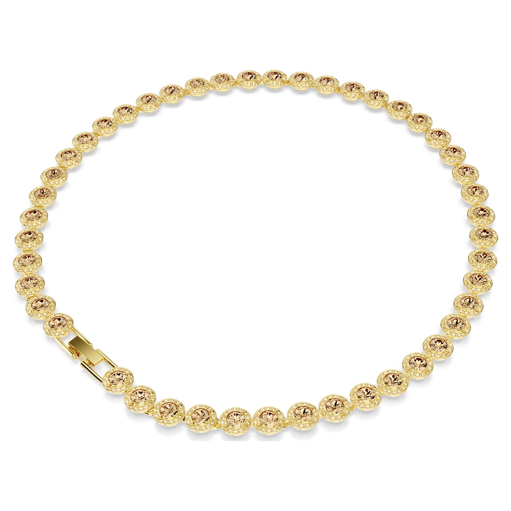 Una Angelic necklace, Round cut, Caramel, 18K gold finish