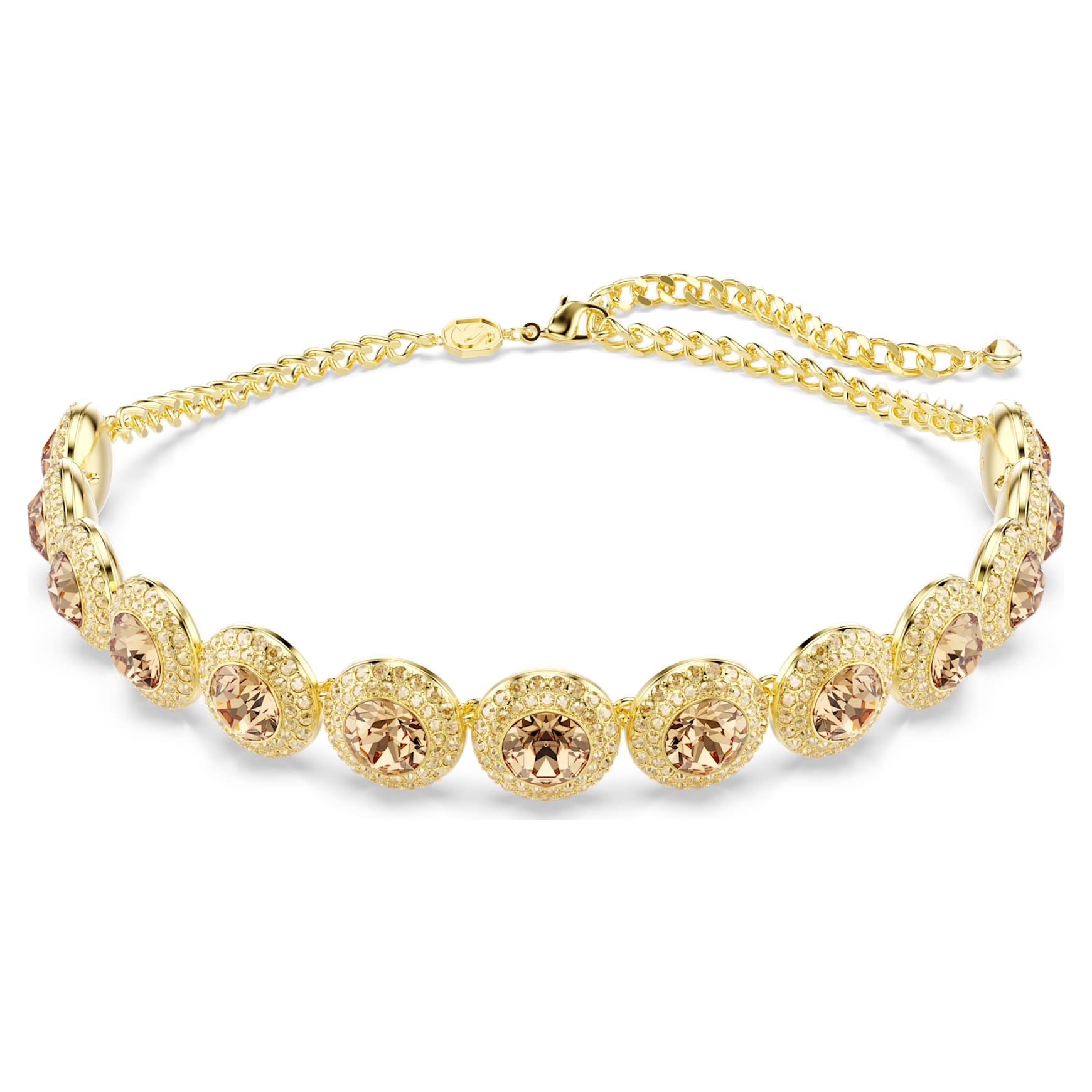 Una Angelic choker, Round cut, Caramel, 18K gold finish
