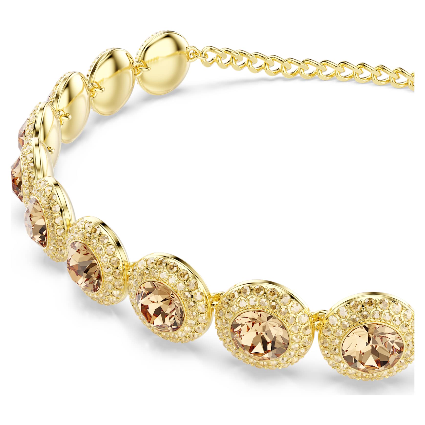 Una Angelic choker, Round cut, Caramel, 18K gold finish