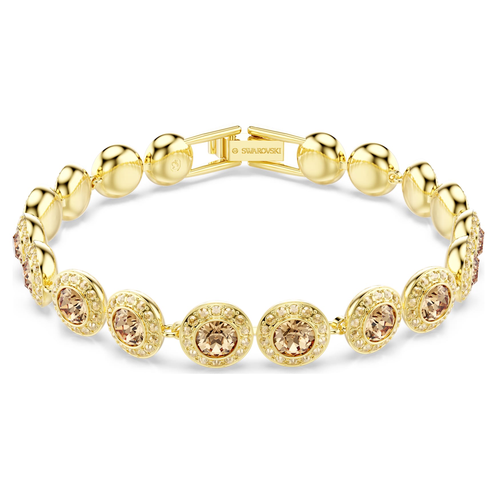 Una Angelic bracelet, Round cut, Caramel, 18K gold finish