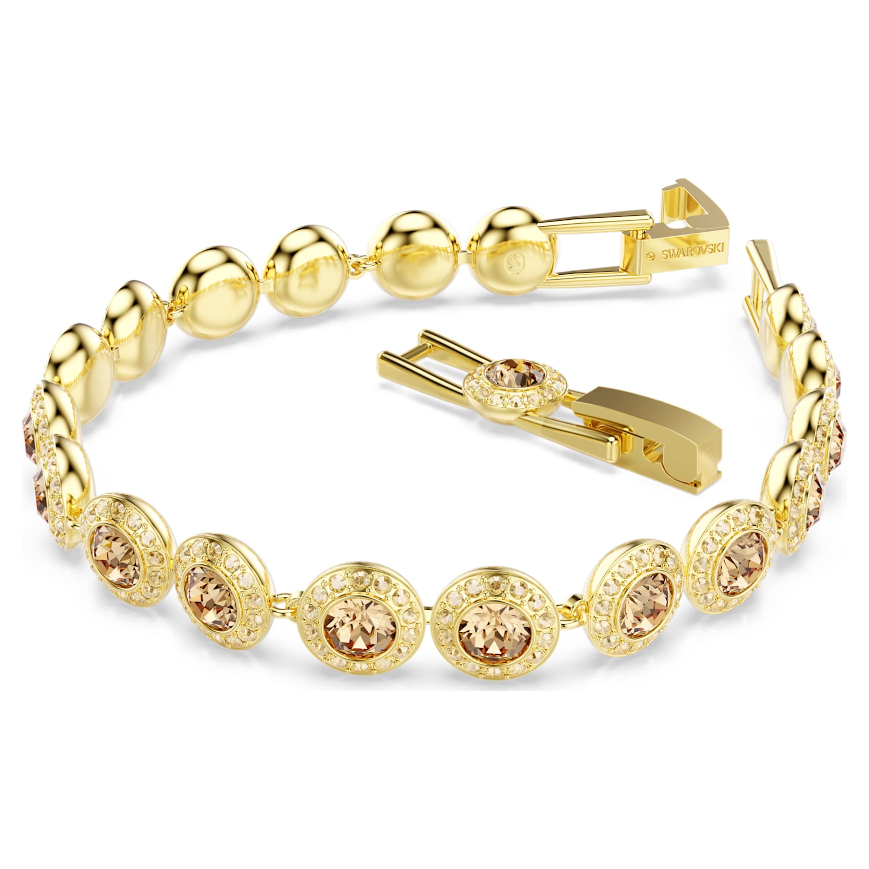 Una Angelic bracelet, Round cut, Caramel, Gold-tone plated by SWAROVSKI