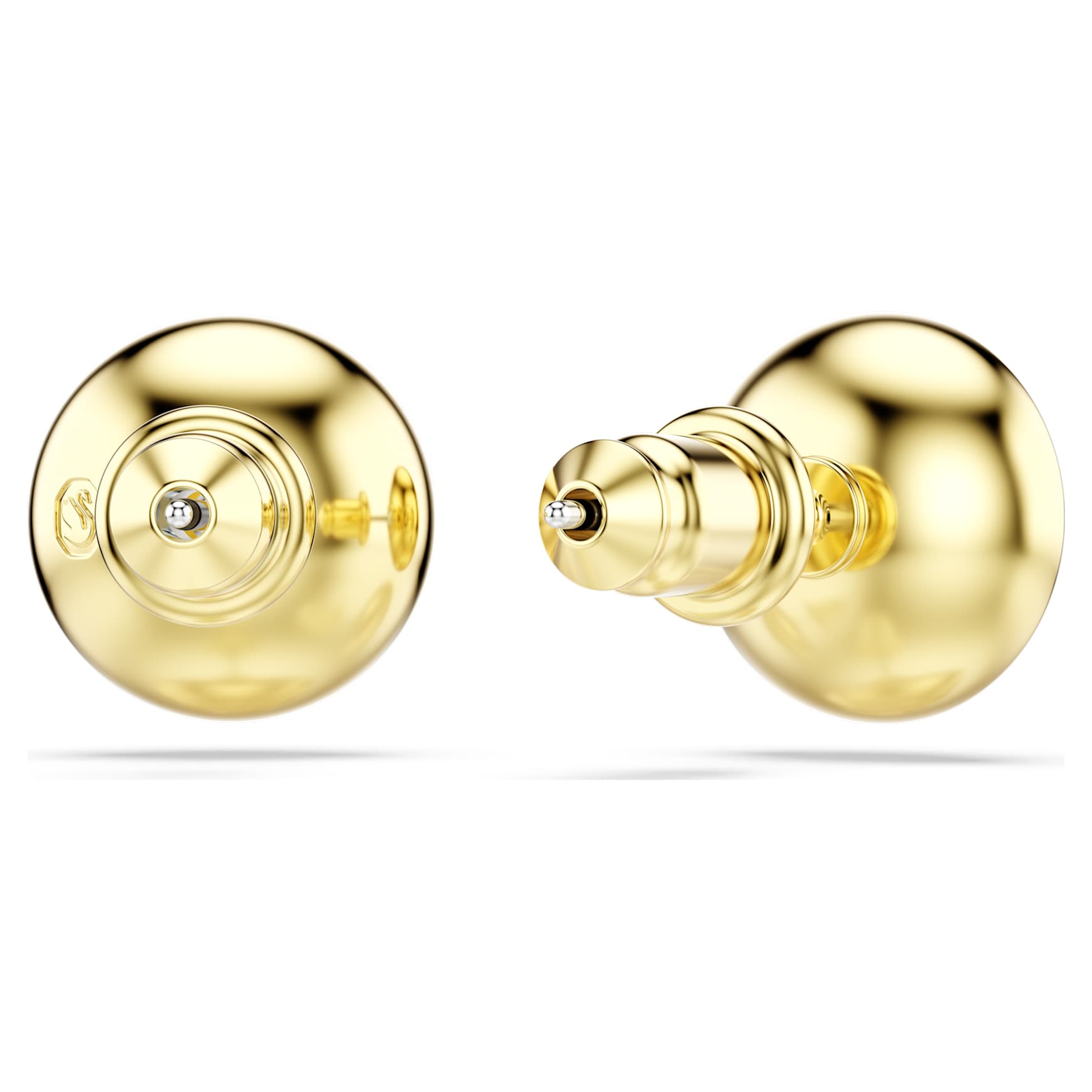 Una Angelic stud earrings, Round cut, Caramel, 18K gold finish