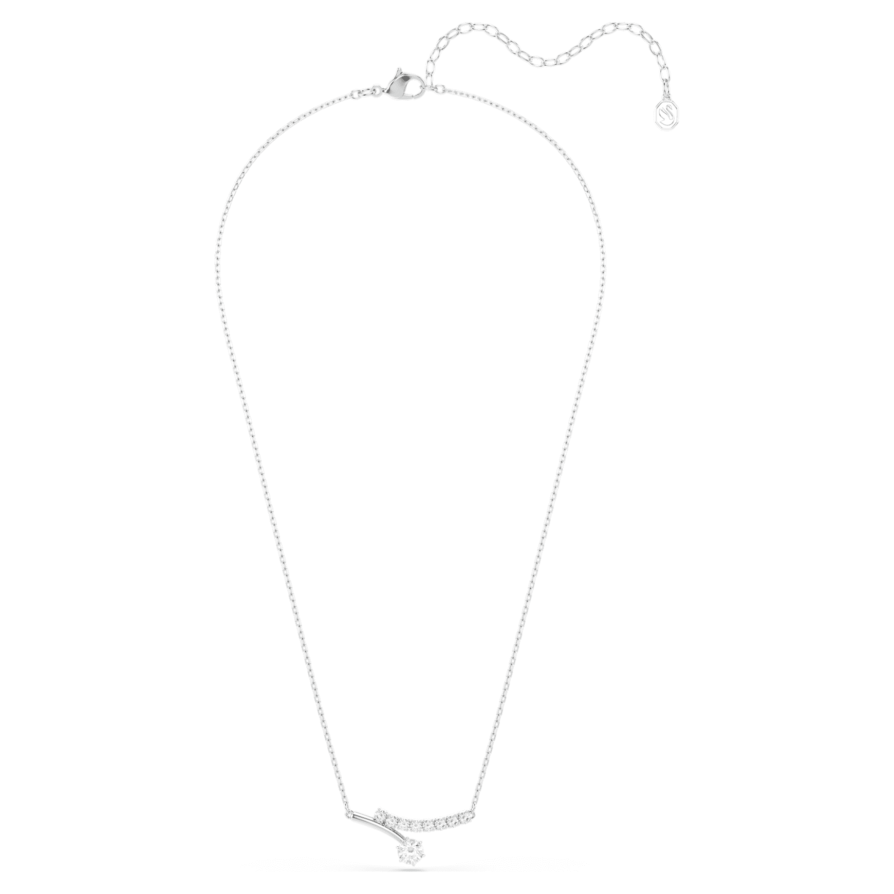 Matrix necklace, Round cut, White, Rhodium plated
