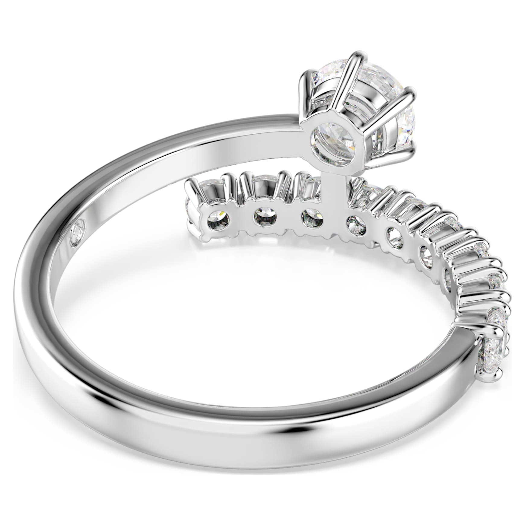 Matrix open ring, Round cut, White, Rhodium plated