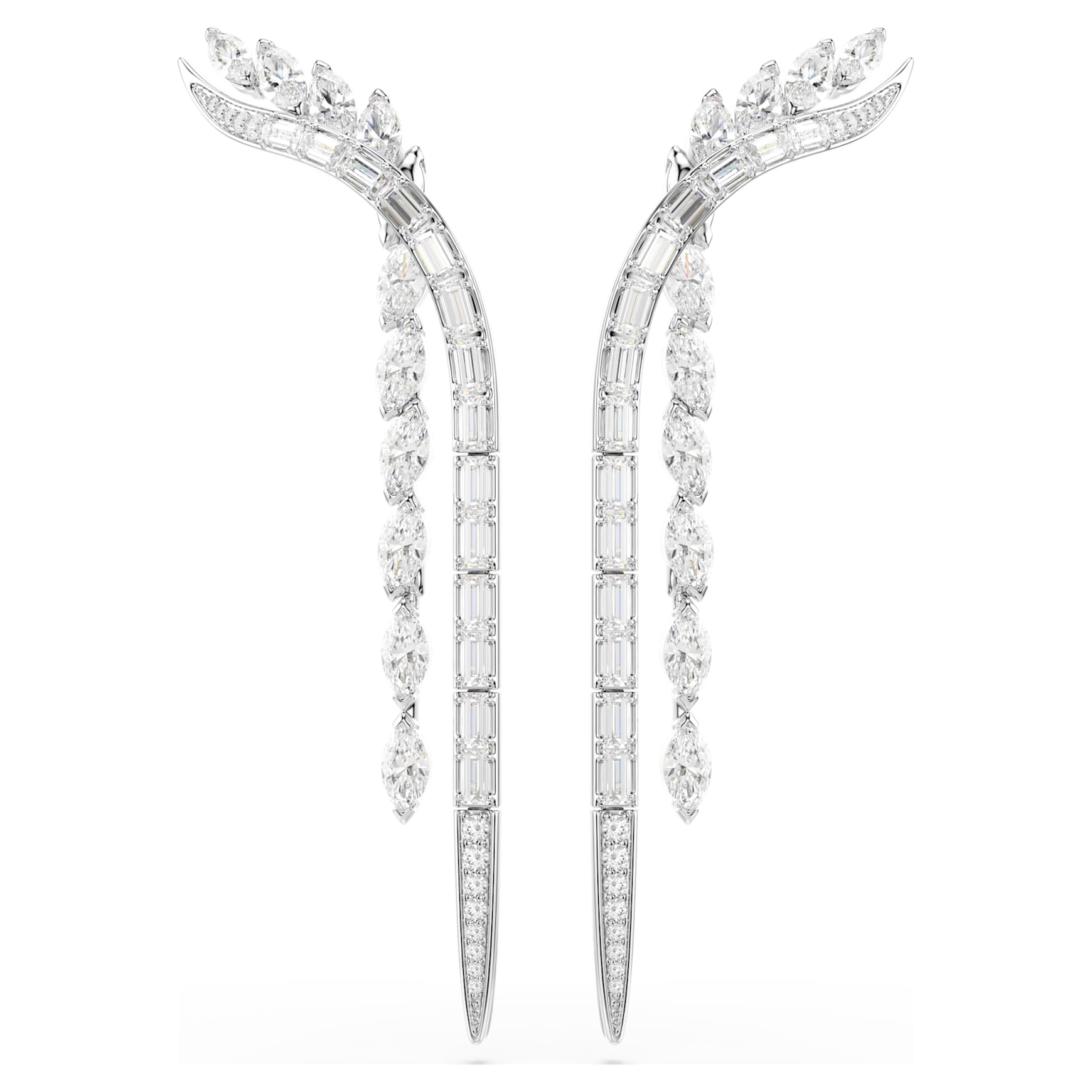 Mesmera earrings, Mixed cuts, White, Rhodium plated