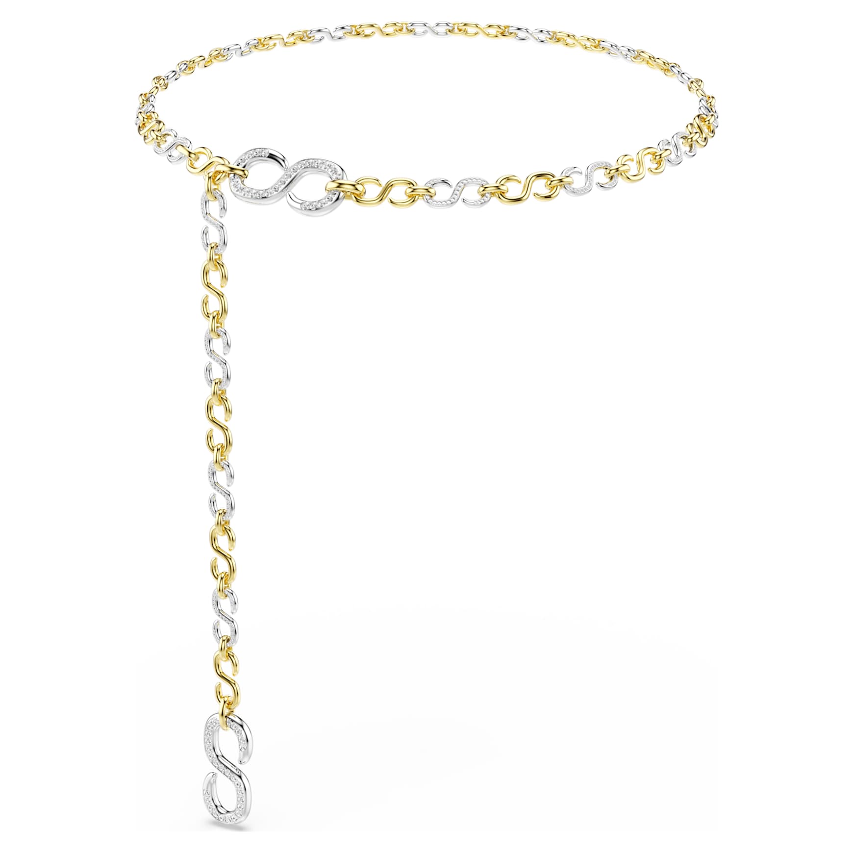 Dextera waist belt, White, Mixed metal finish by SWAROVSKI