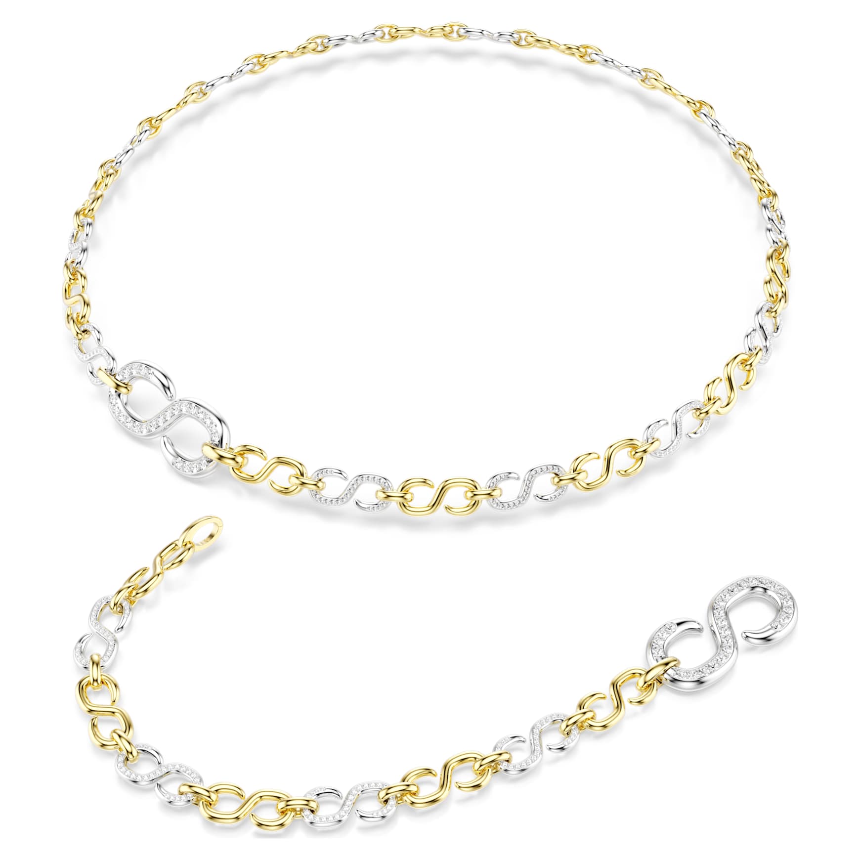 Dextera waist belt, White, Mixed metal finish by SWAROVSKI