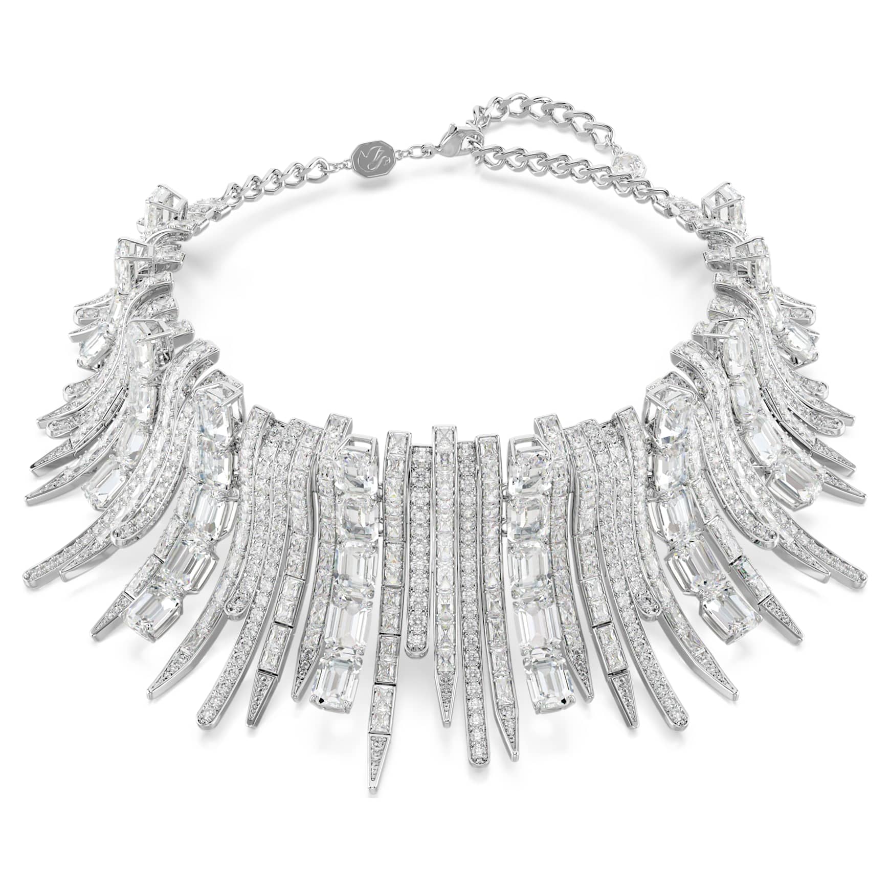 Vienna choker, Mixed cuts, White, Rhodium plated
