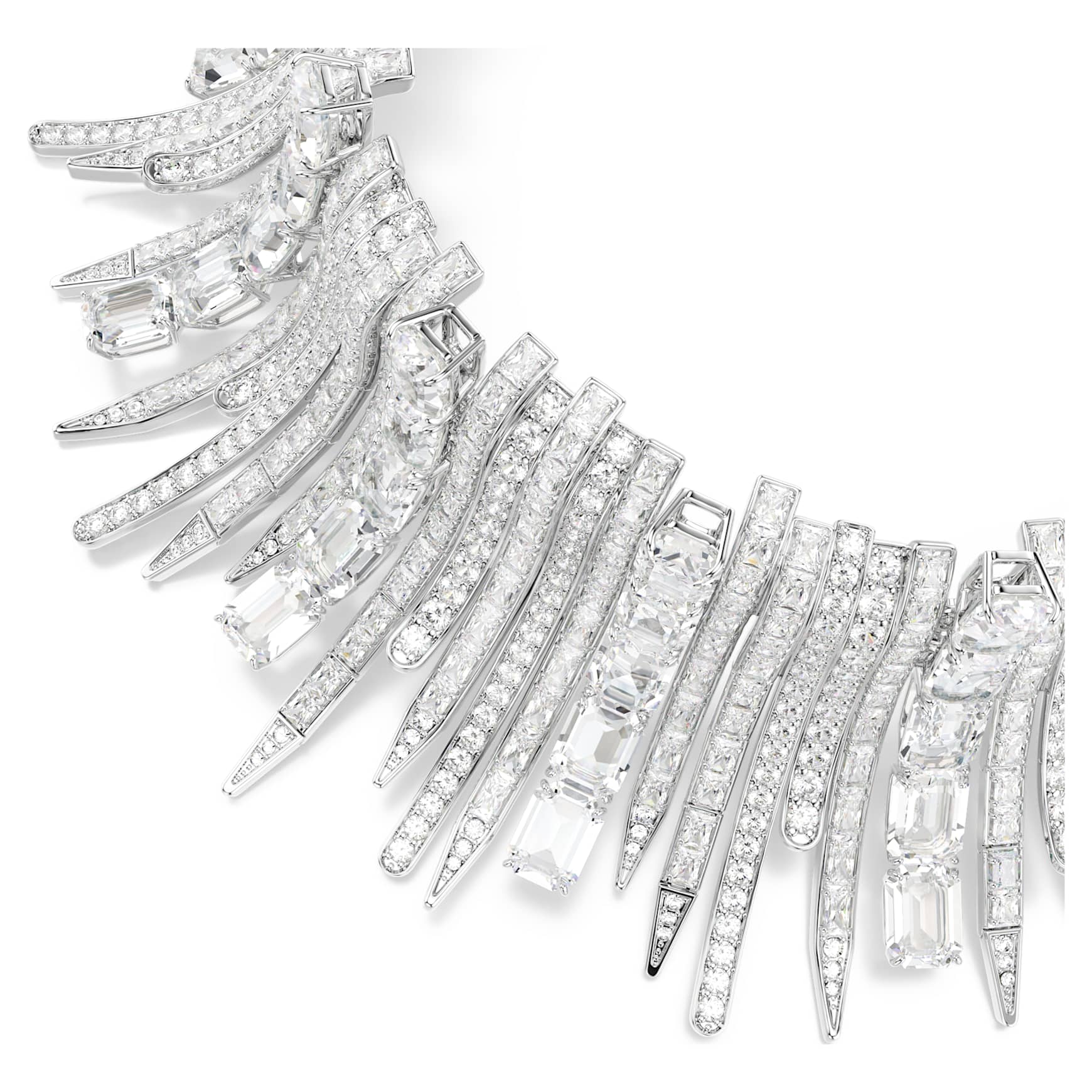 Vienna choker, Mixed cuts, White, Rhodium plated