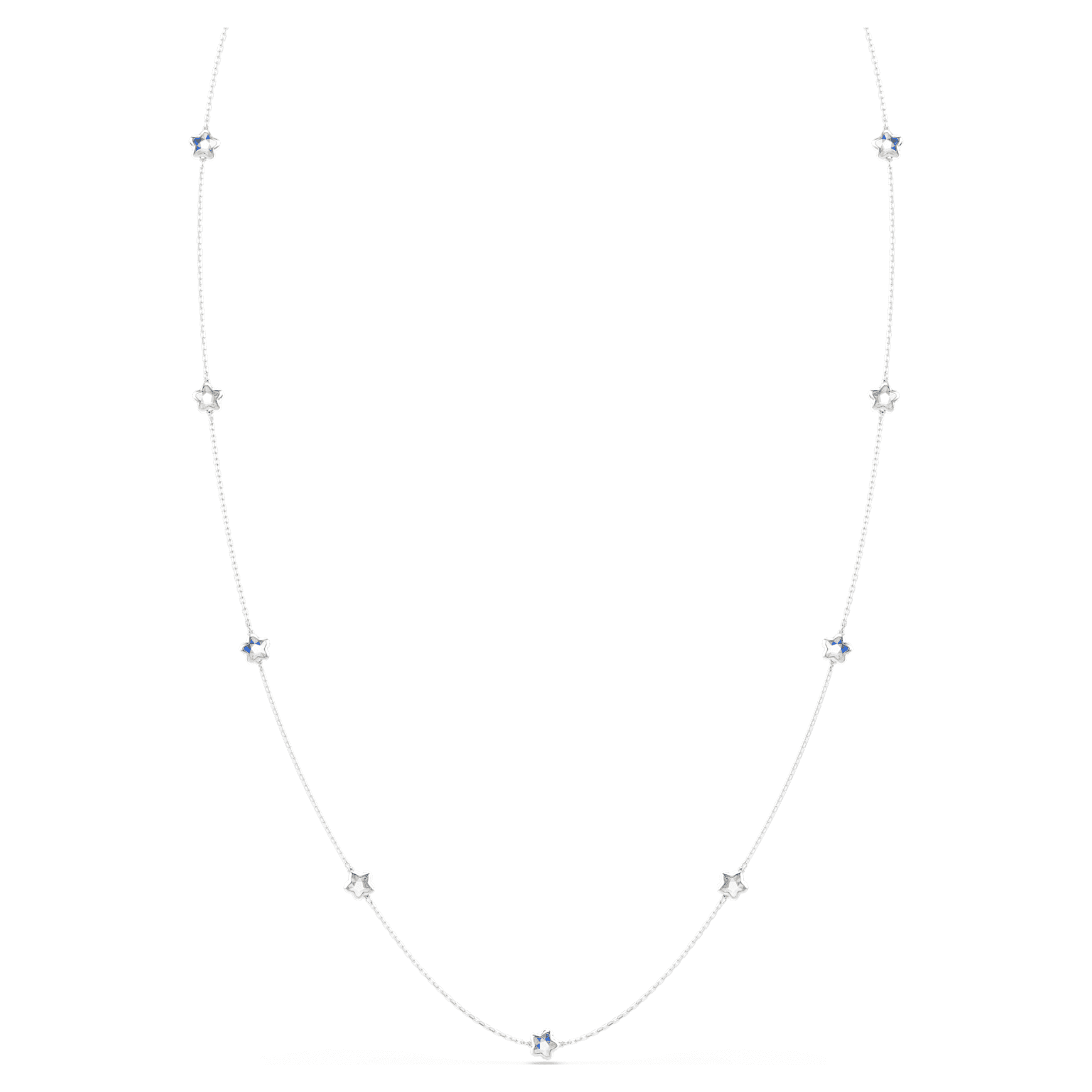 Chroma fűzött nyaklánc, Csillag, Fehér, Ródium bevonattal - Swarovski, 5754181