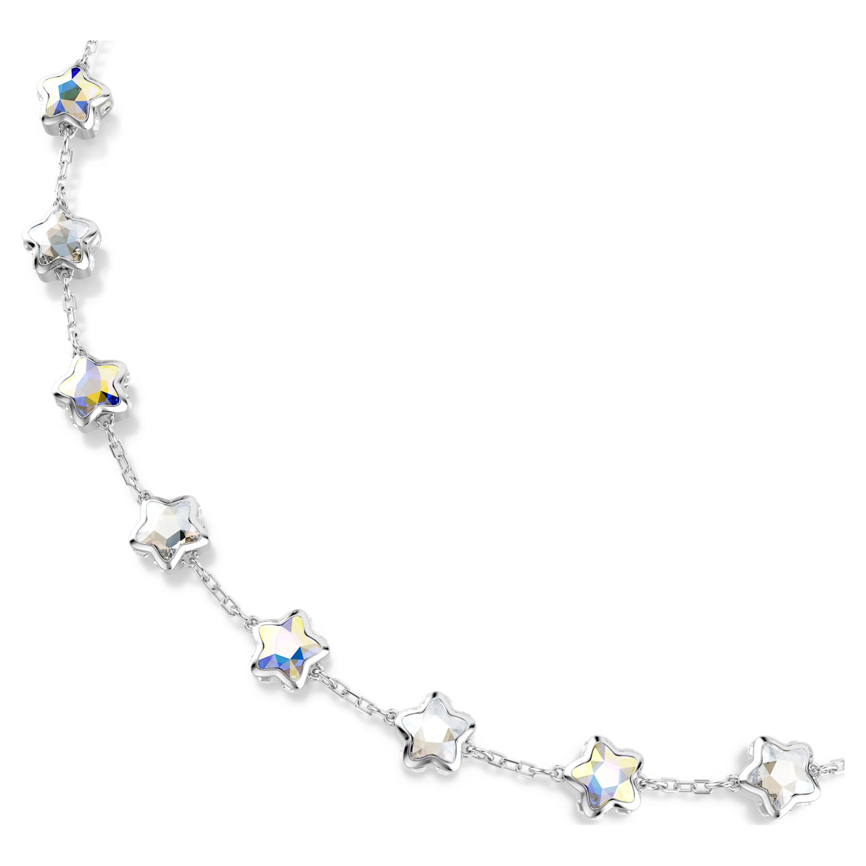 Chroma necklace, Mixed cuts, Star, White, Rhodium plated