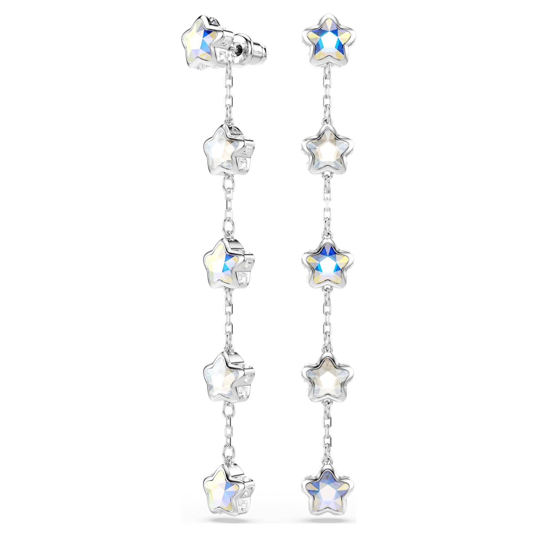 Chroma earrings, Mixed cuts, Star, White, Rhodium plated