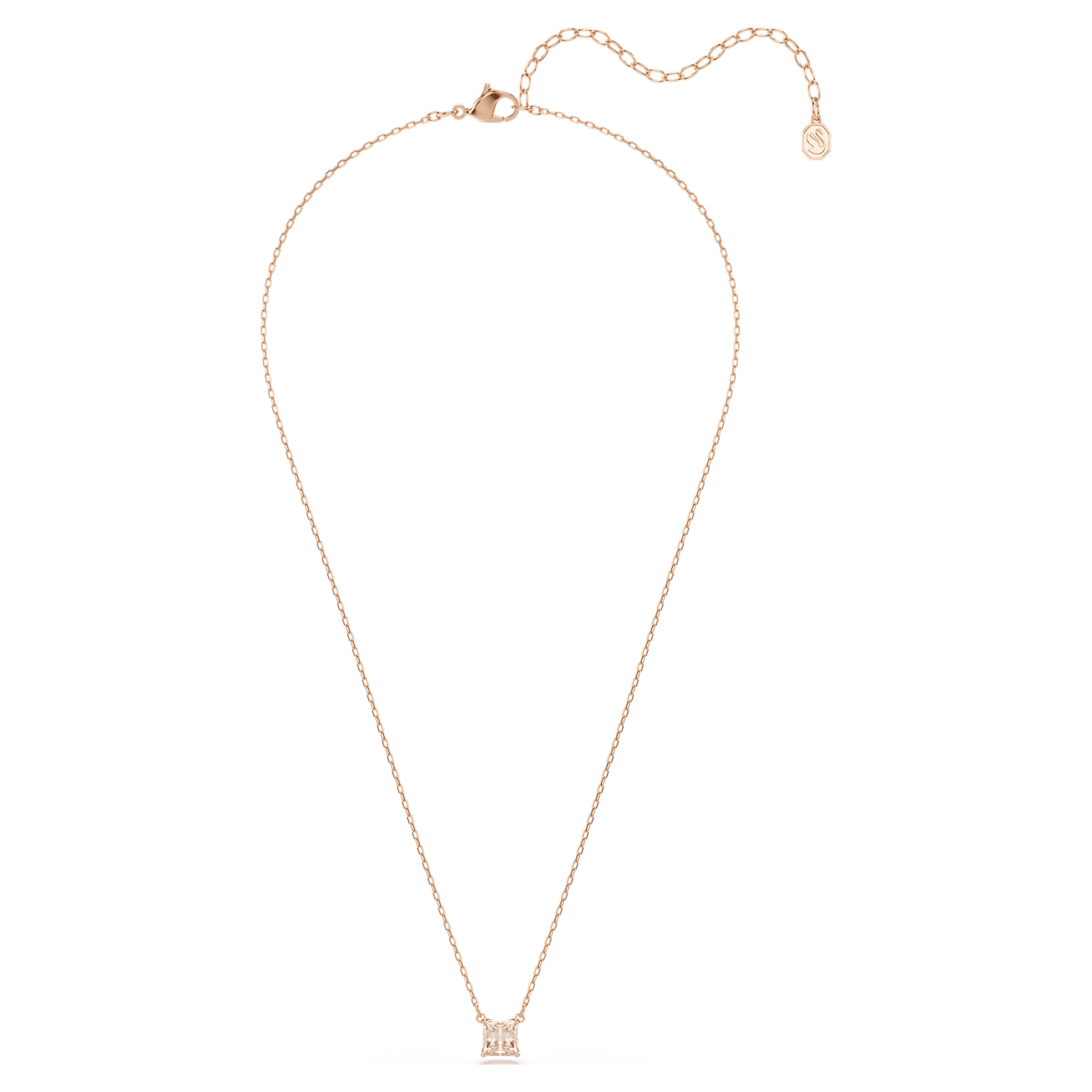 Stilla pendant, Square cut, Pink, 18K rose gold finish