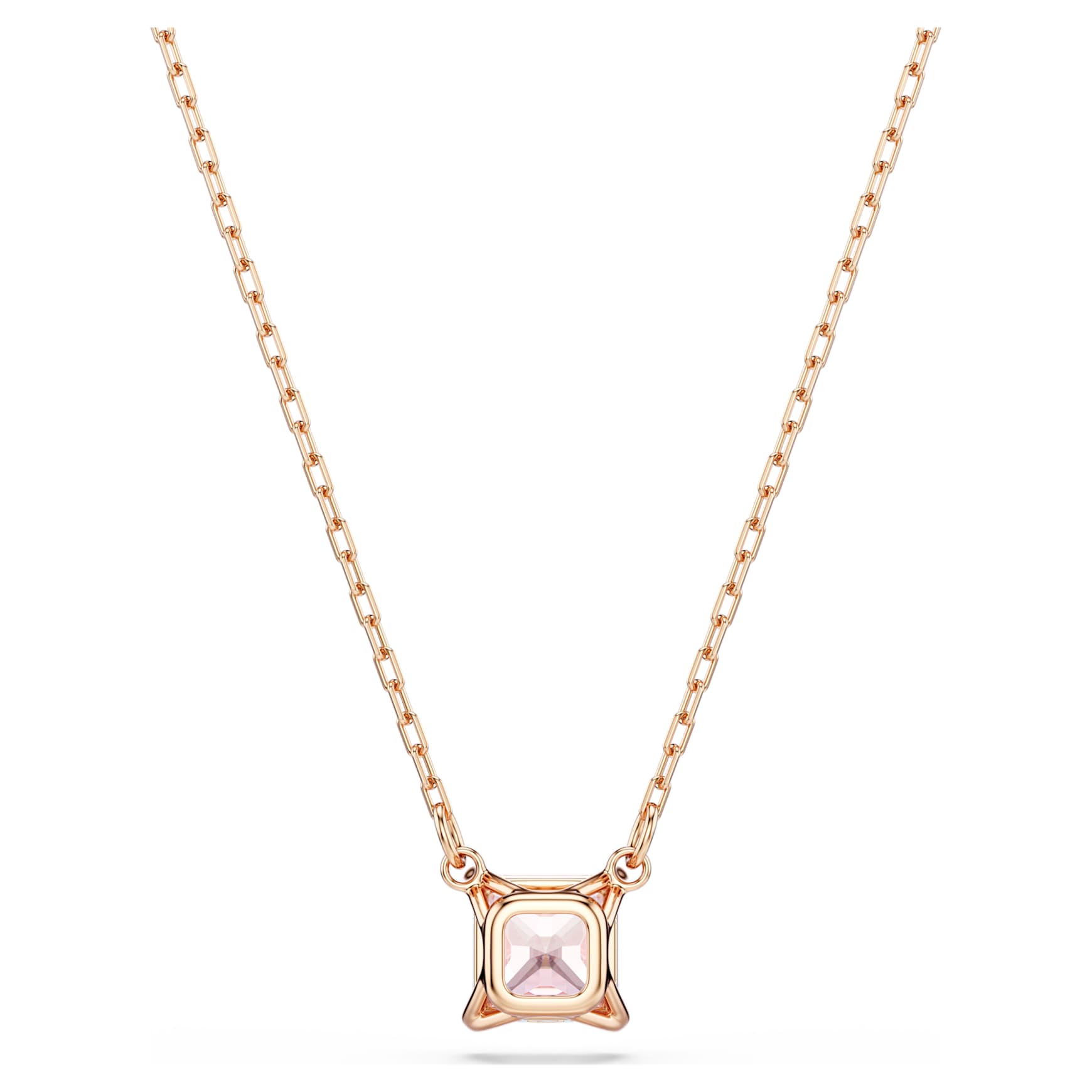 Stilla pendant, Square cut, Pink, 18K rose gold finish