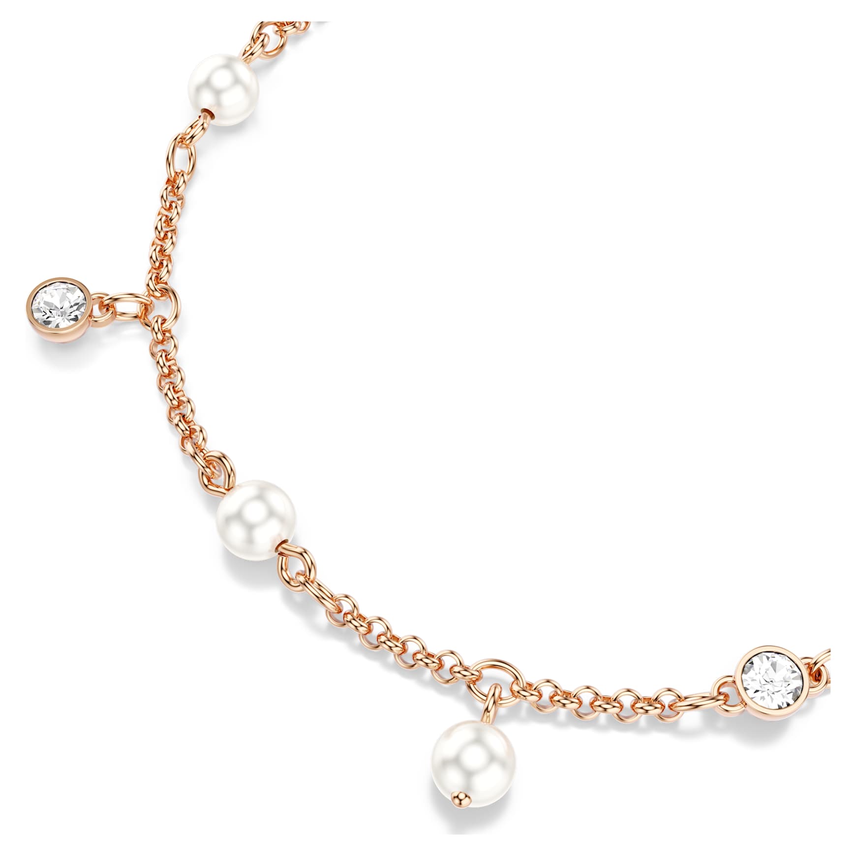 Imber bracelet, Crystal pearl, Round cut, White, 18K rose gold finish
