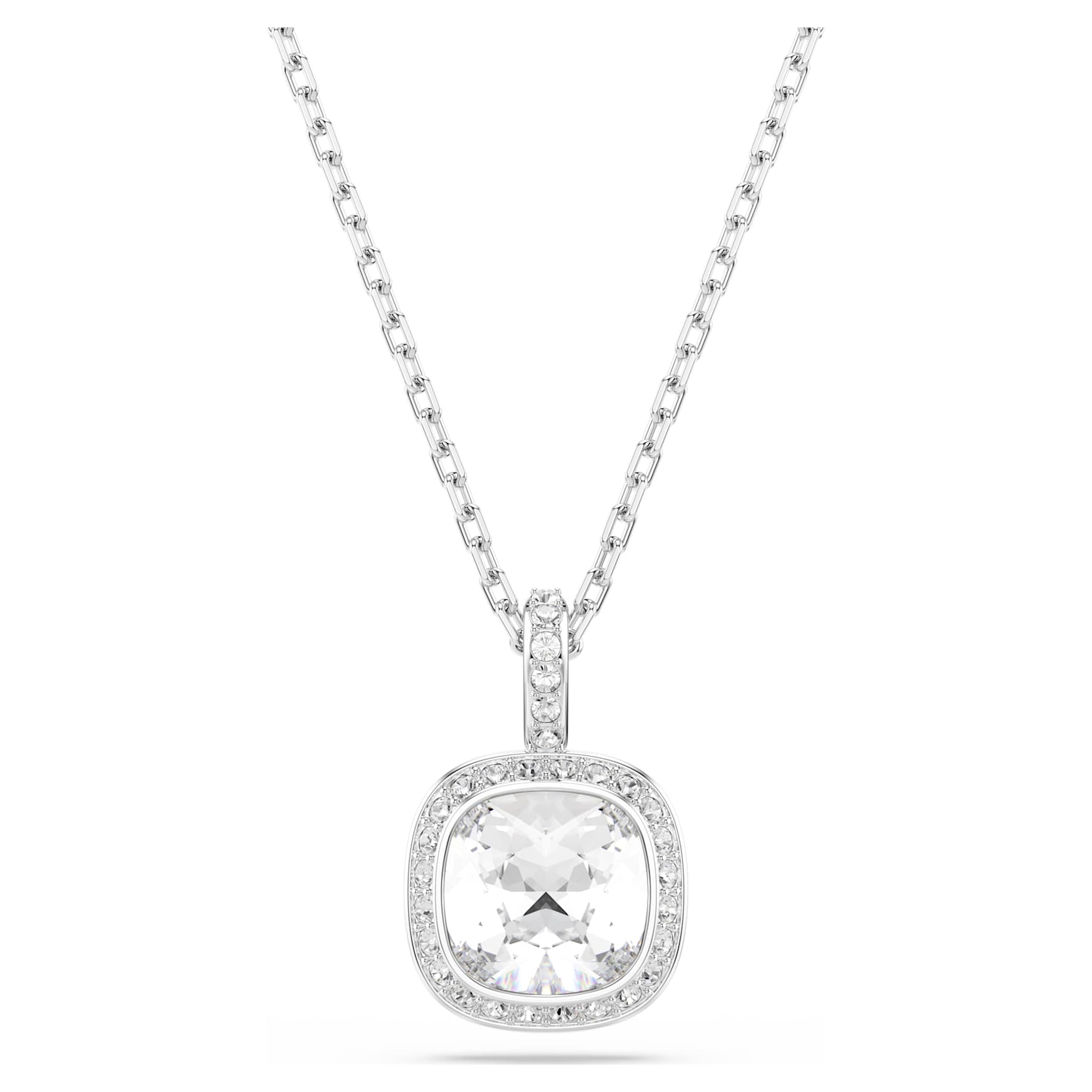 Una Angelic set, Cushion cut, White, Rhodium plated