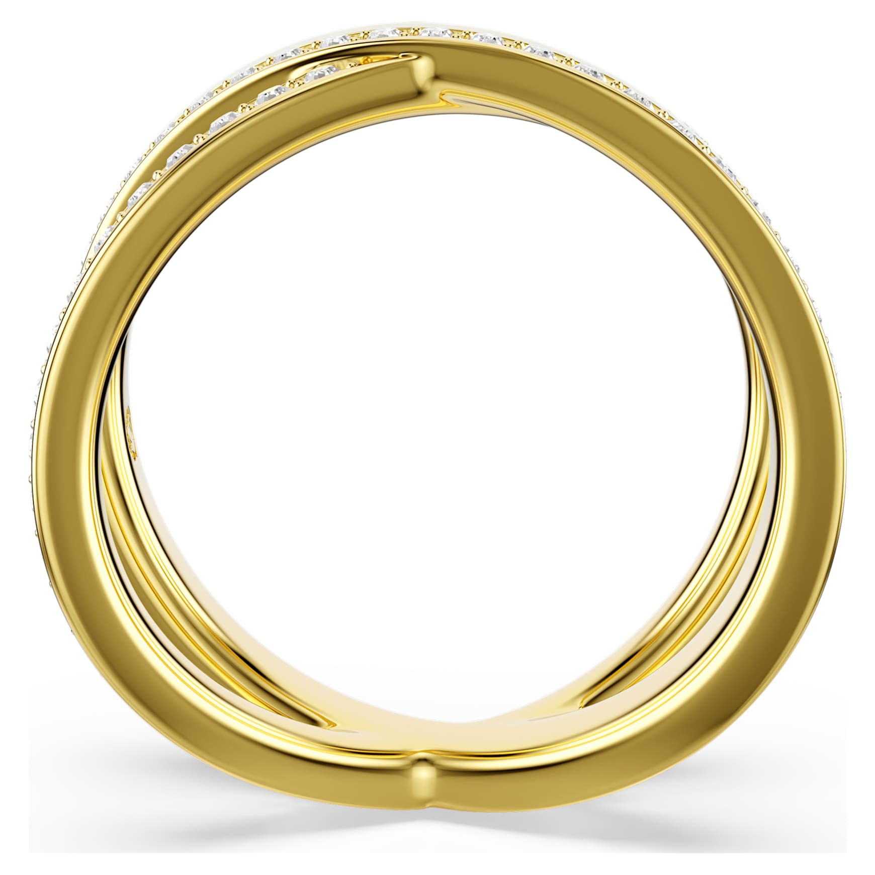 Delta band ring, Round cut, White, 18K gold finish