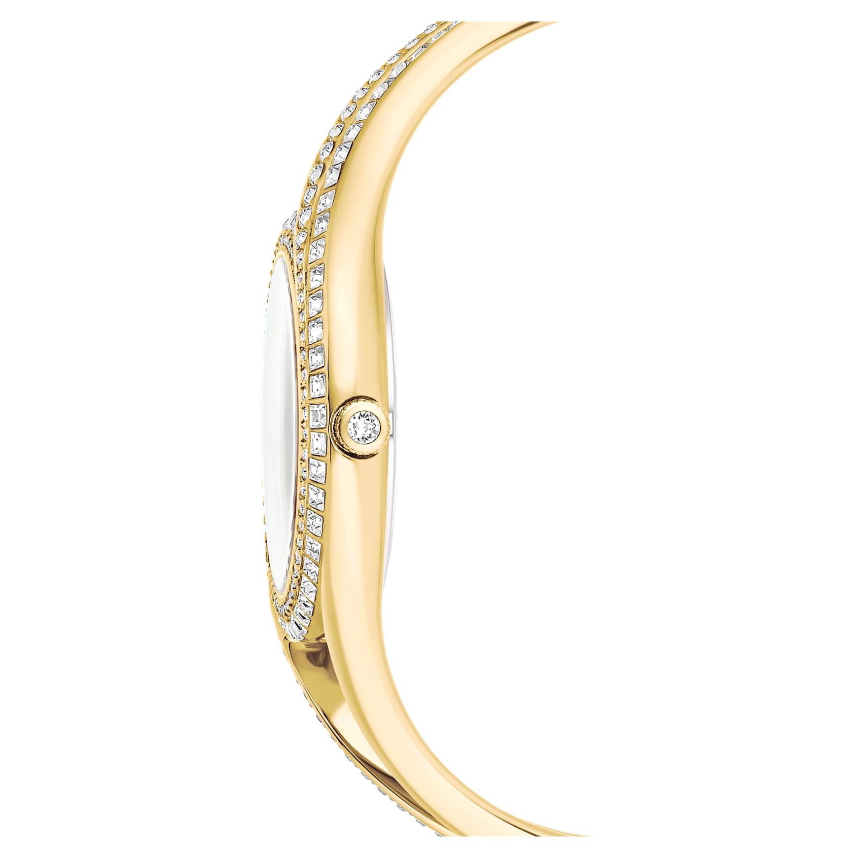 Hyperbola bangle watch, Swiss Made, Metal bracelet, gold tone