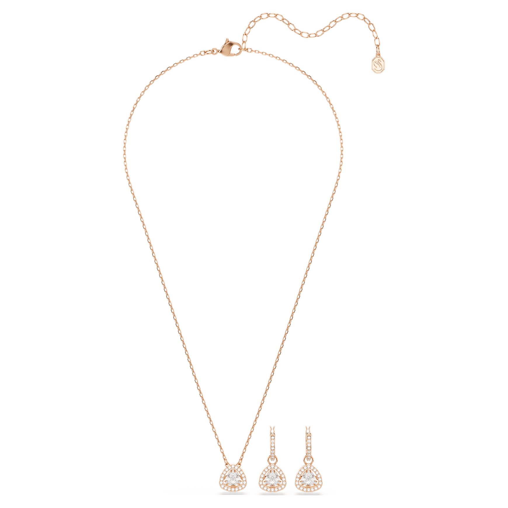 Una Angelic set, Set (2), Triangle cut, Pink, 18K rose gold finish