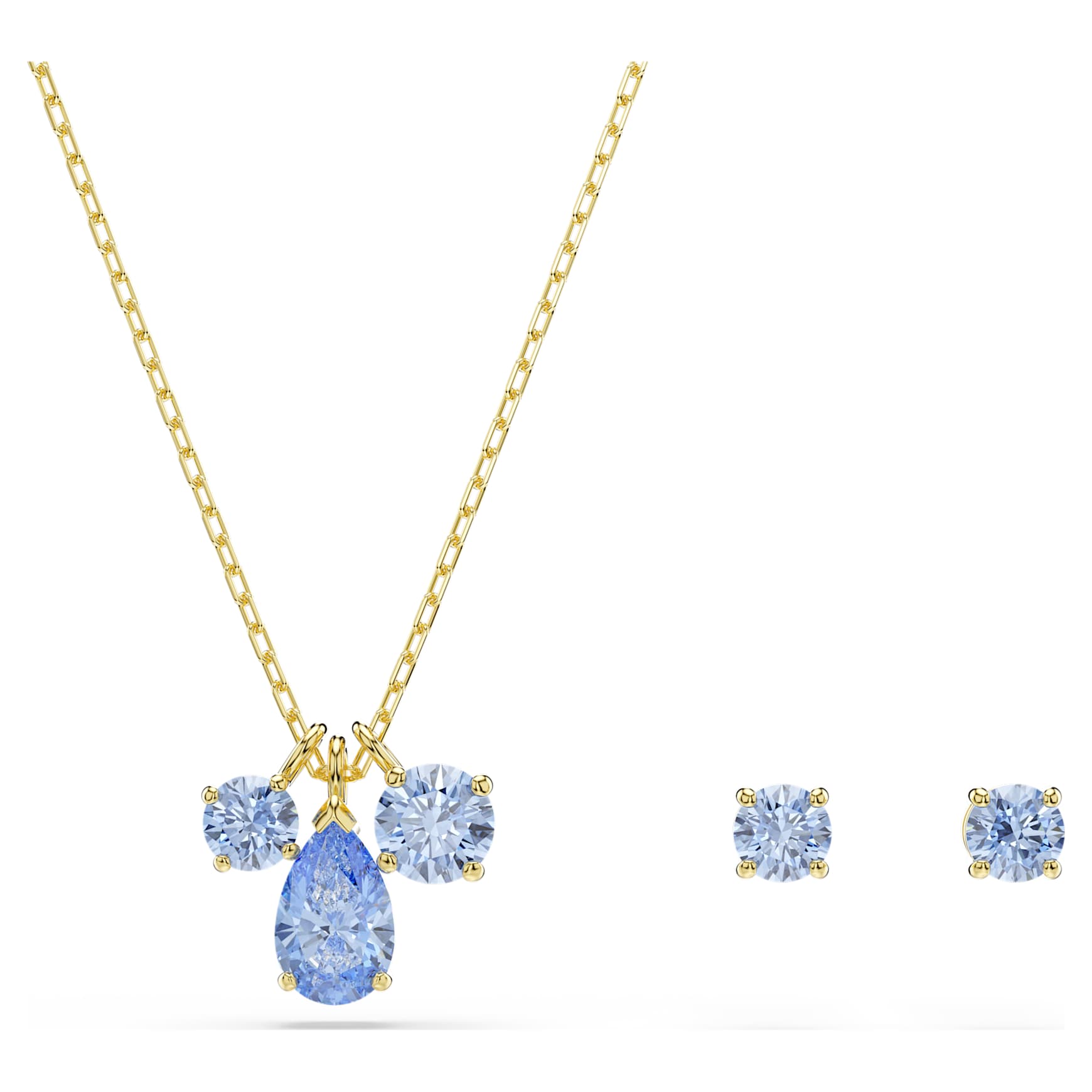 Mesmera set, Set (2), Mixed cuts, Blue, 18K gold finish