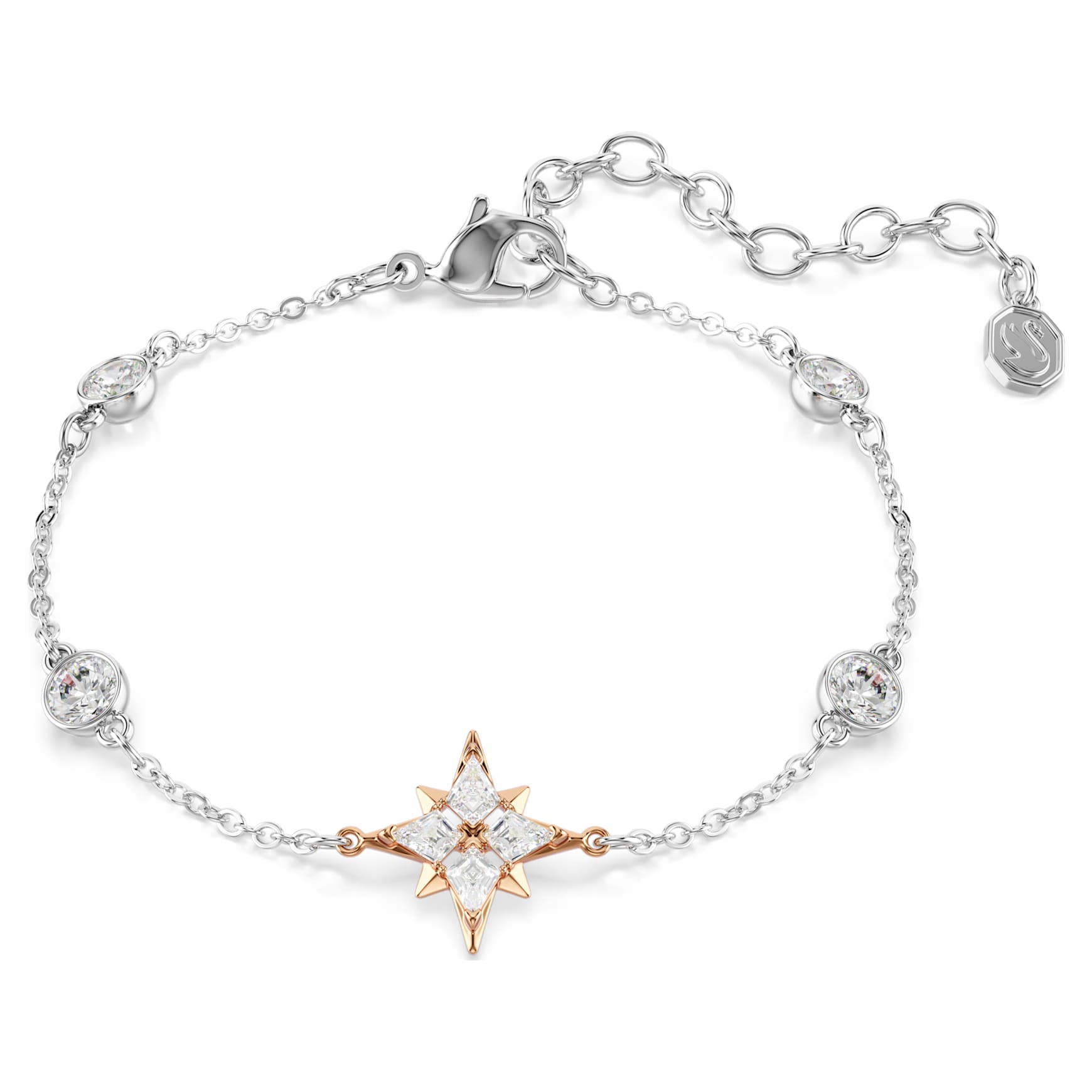 Symbolica bracelet, Round cut, Moon, White, Mixed Plating
