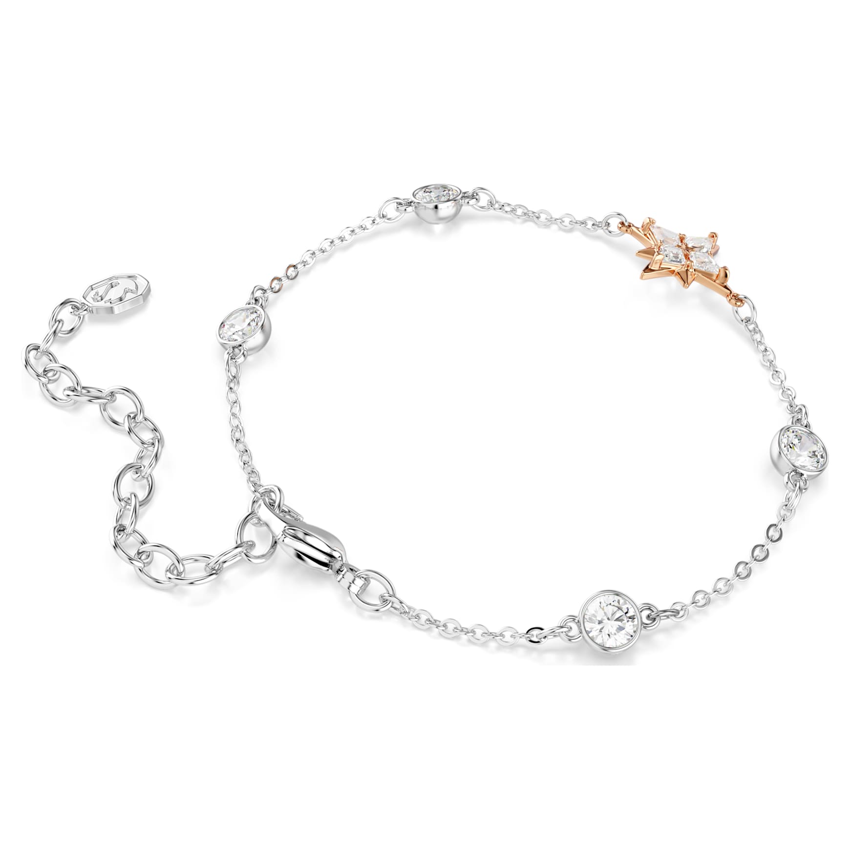 Symbolica bracelet, Round cut, Moon, White, Mixed Plating