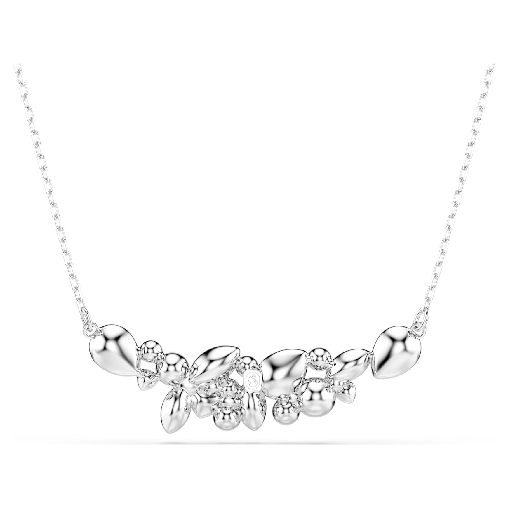 Diapason necklace, Mixed cuts, White, Rhodium plated