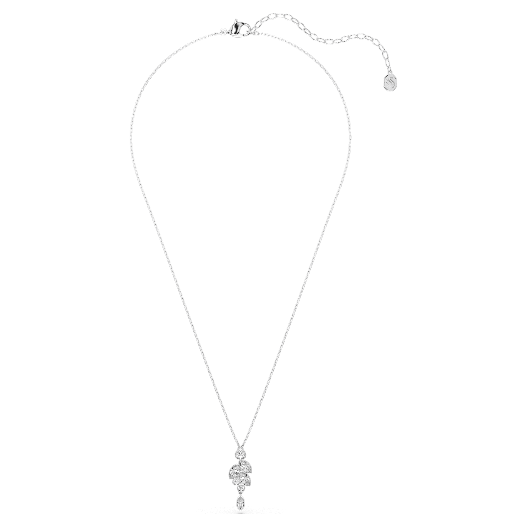 Diapason pendant, Mixed cuts, White, Rhodium plated