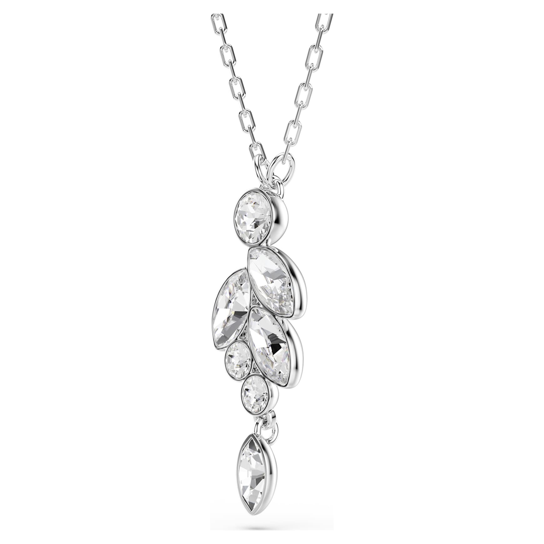 Diapason pendant, Mixed cuts, White, Rhodium plated