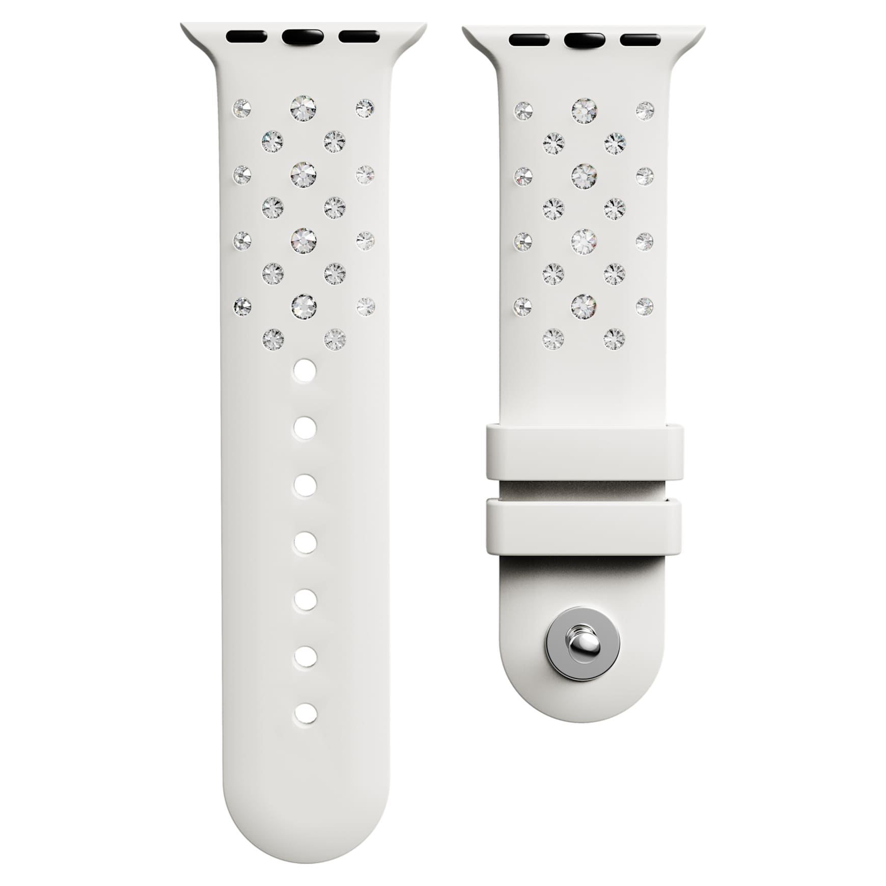 Watch strap, Silicone with stitching, Gray, Stainless steel