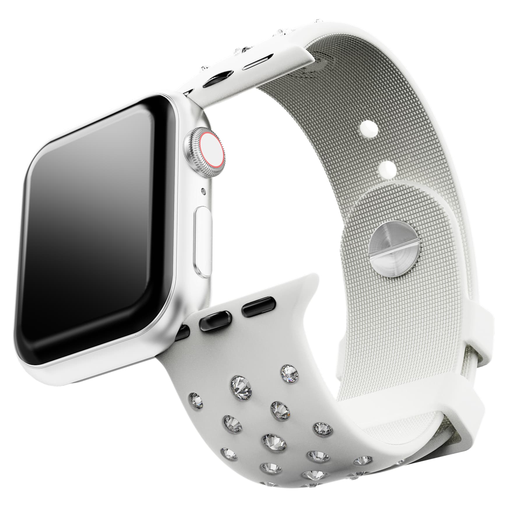 Watch strap, Silicone with stitching, Gray, Stainless steel