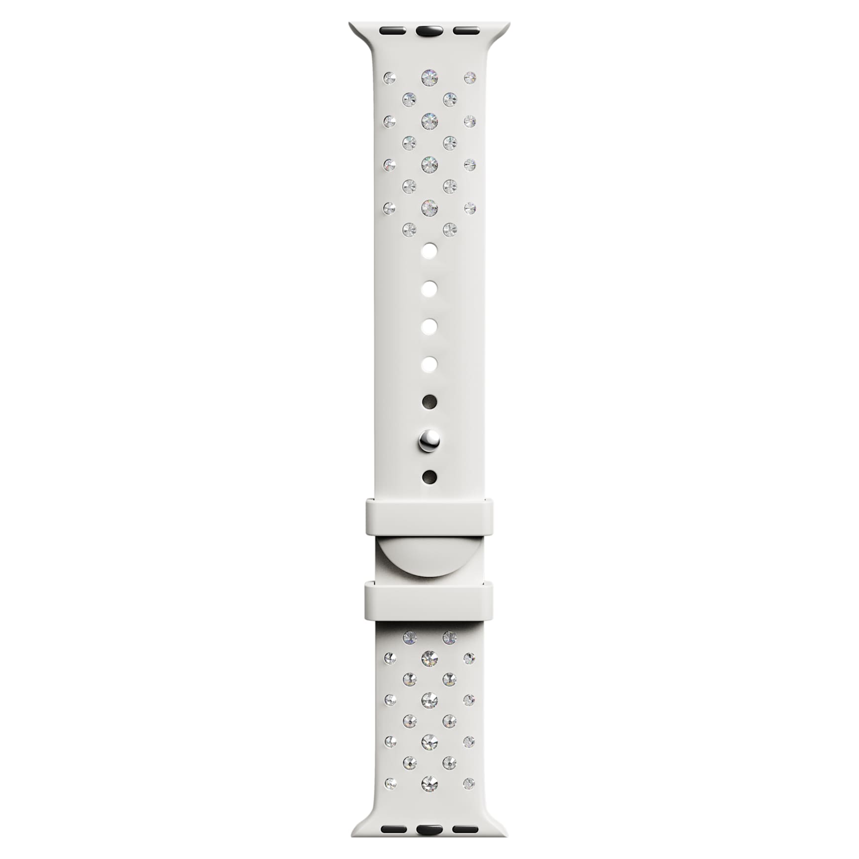Watch strap, Silicone with stitching, Gray, Stainless steel
