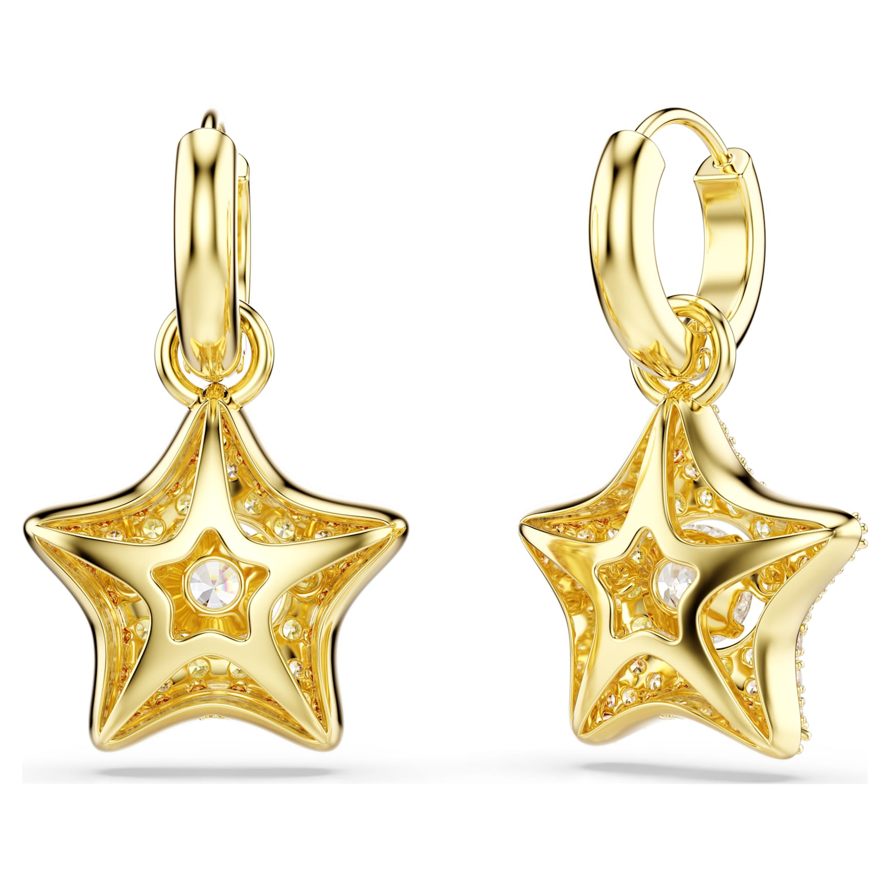 Sublima drop earrings, Round cut, Star, Multicoloured, 18K gold finish