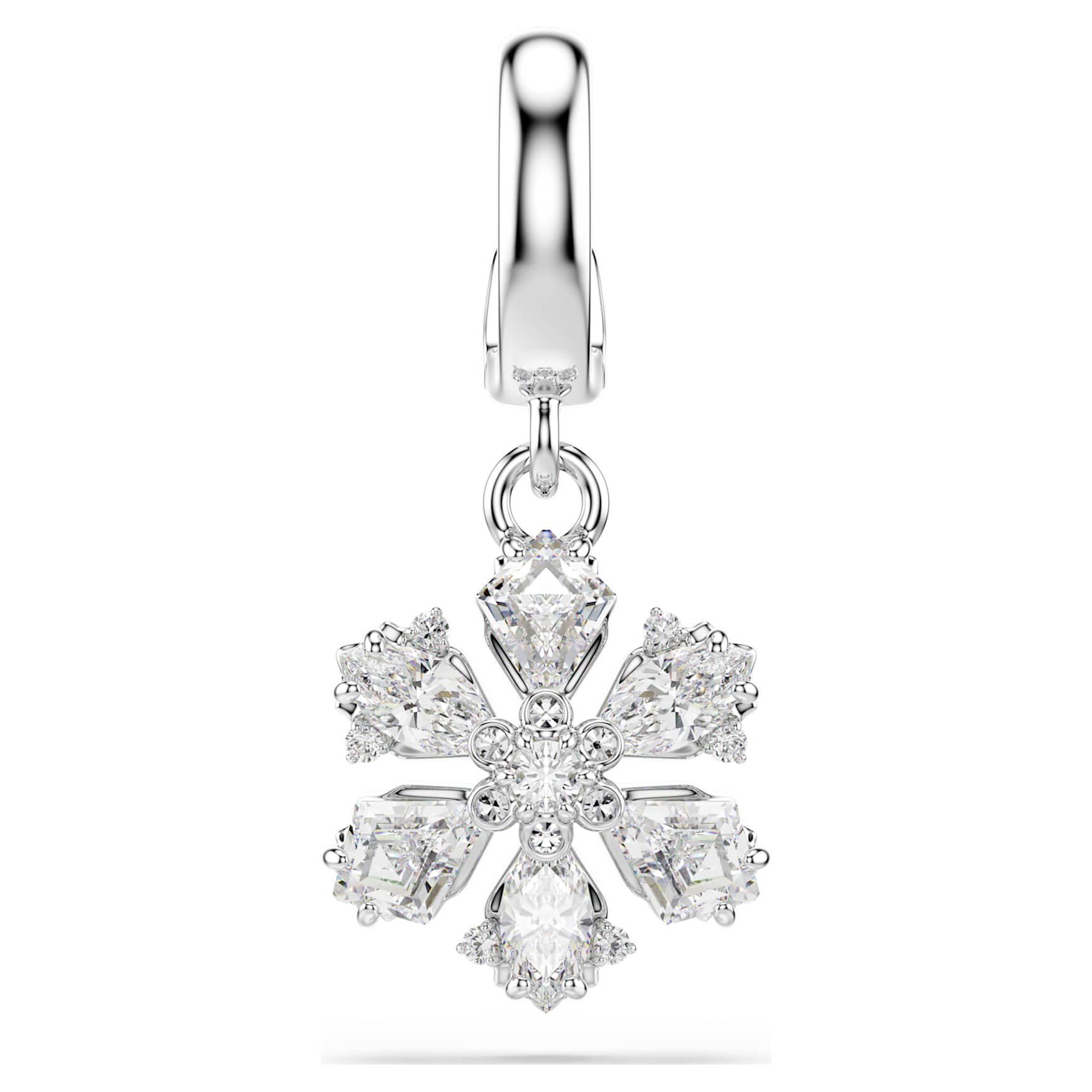 Idyllia charm, Mixed cuts, Snowflake, White, Rhodium plated
