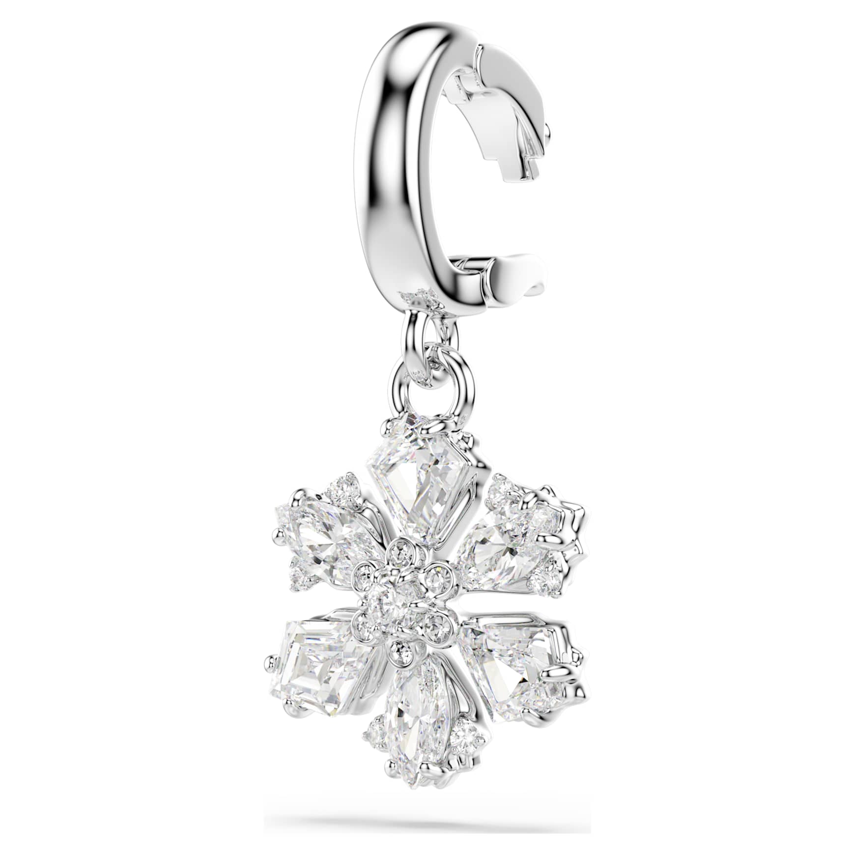 Idyllia charm, Mixed cuts, Snowflake, White, Rhodium plated
