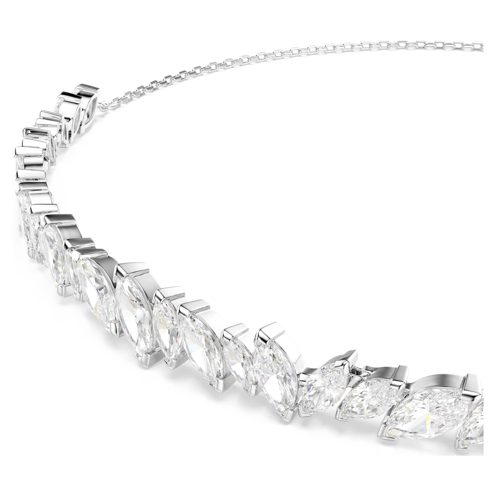 Mesmera choker, Marquise cut, White, Rhodium plated