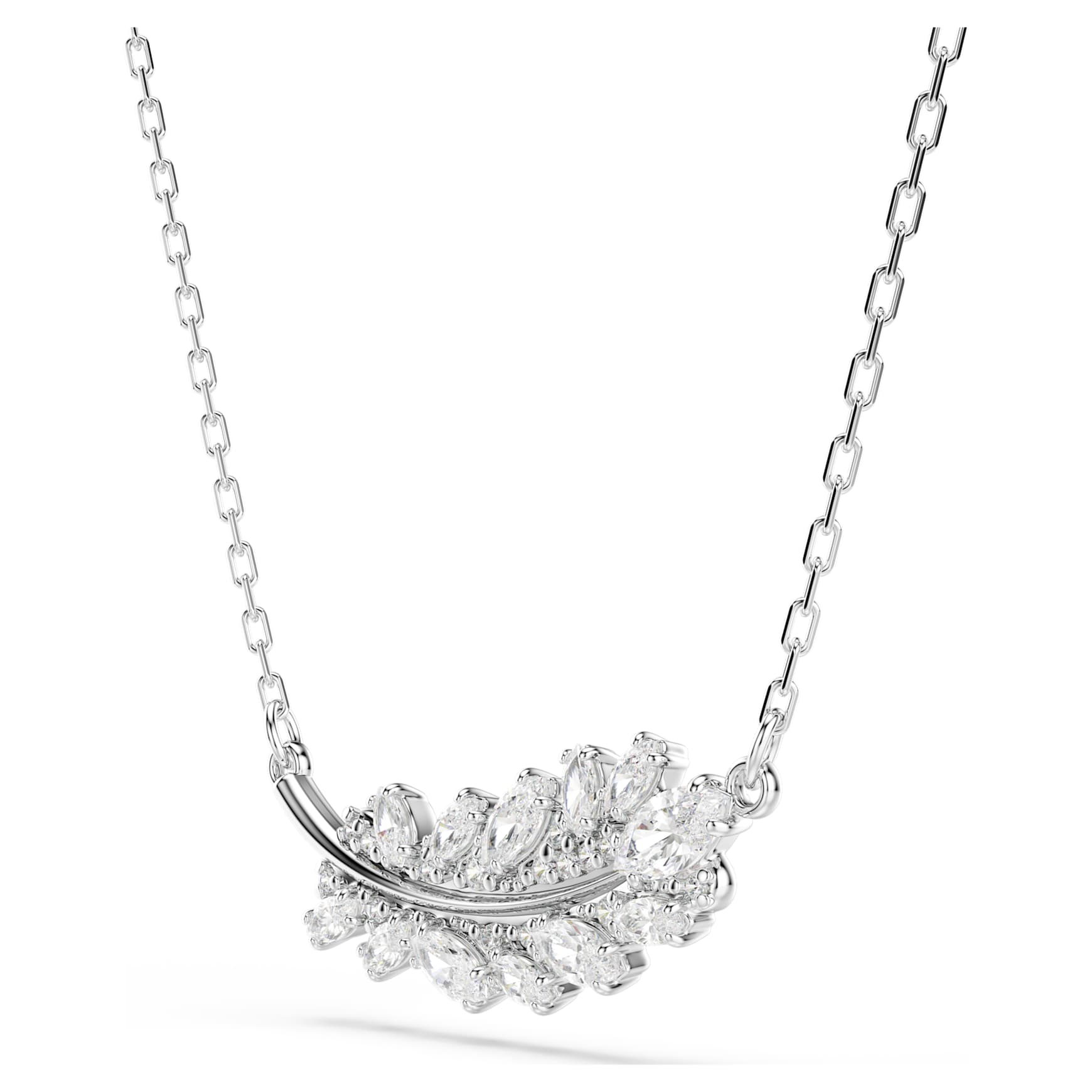 Vienna pendant, Mixed cuts, Feather, White, Rhodium plated