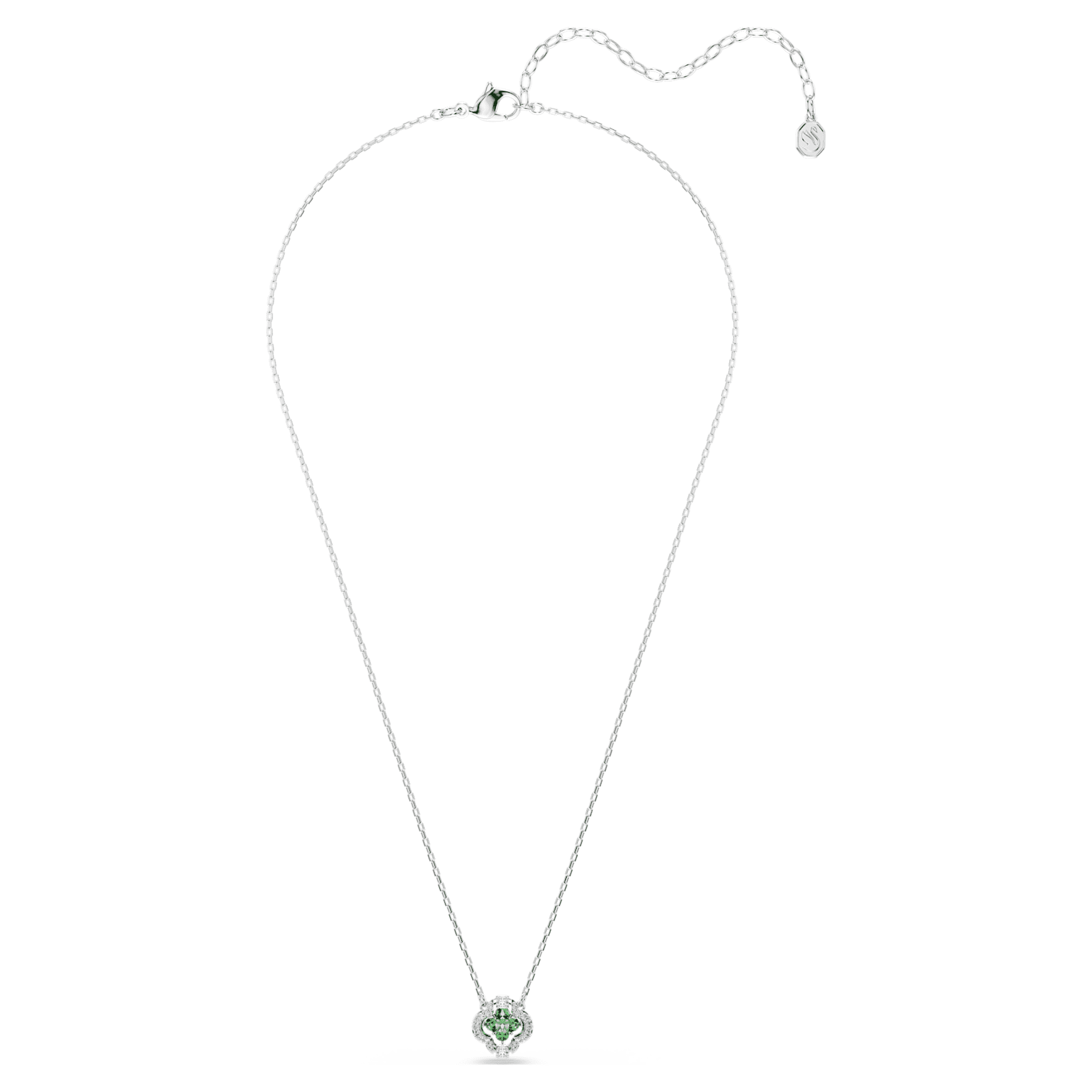 Una Angelic pendant, Mixed cuts, Green, Rhodium plated