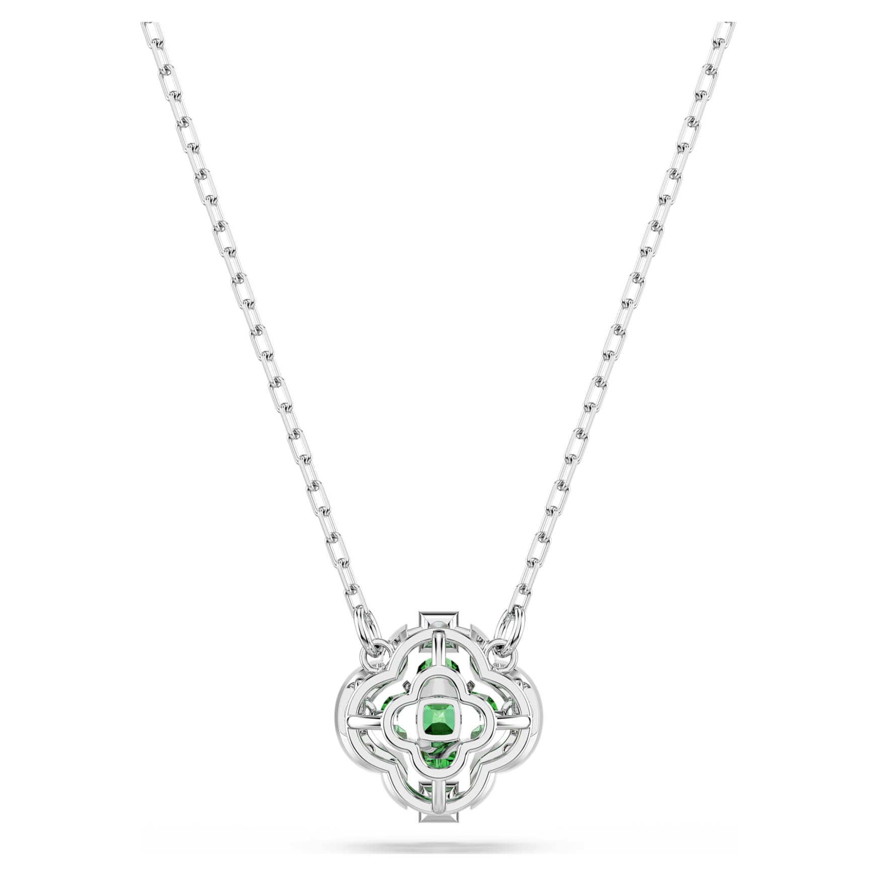 Una Angelic pendant, Mixed cuts, Green, Rhodium plated